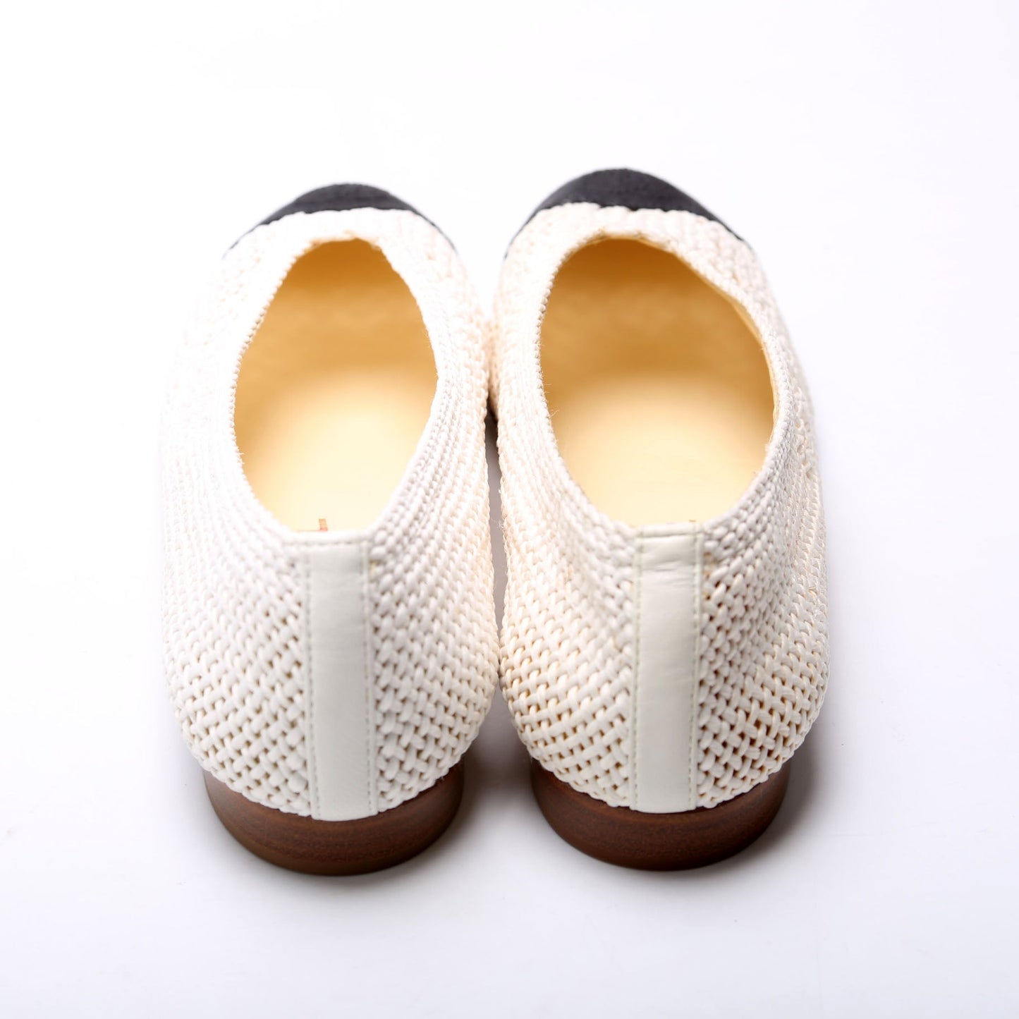 Chanel Crochet Cap Toe Ballet Flats Size 36.5 White/Black