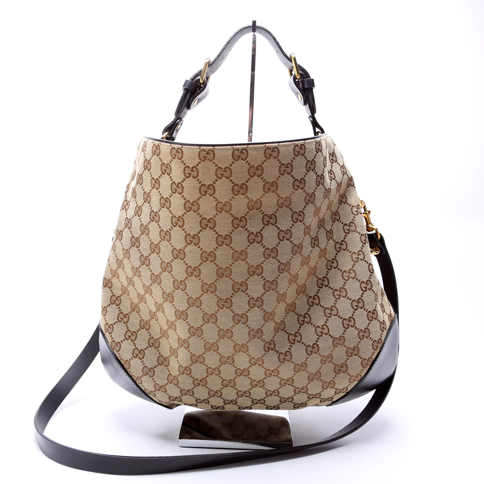 Gucci GG Studded Patti Canvas Brown Shoulder Bag