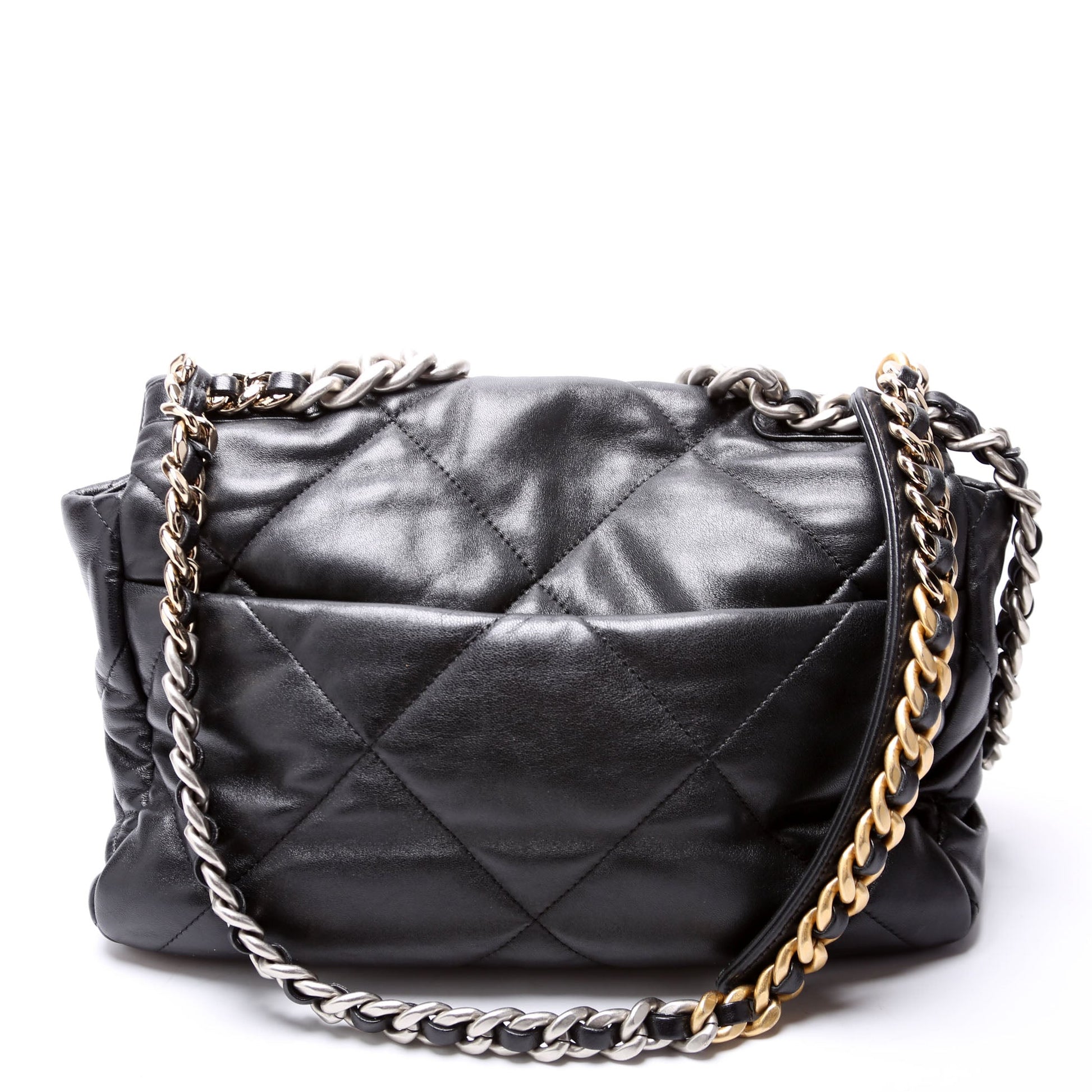 Chanel Quilted Goatskin 19 Flap RFID Black Handbag 4