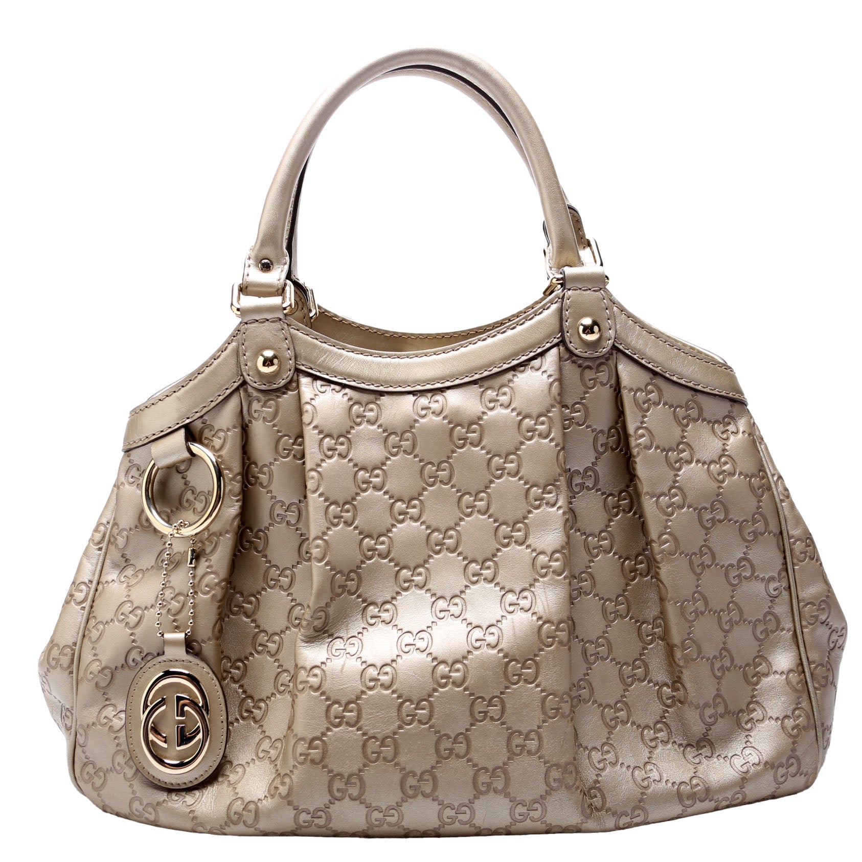 Gucci Sukey GG Leather Gold Medium Travel Bag