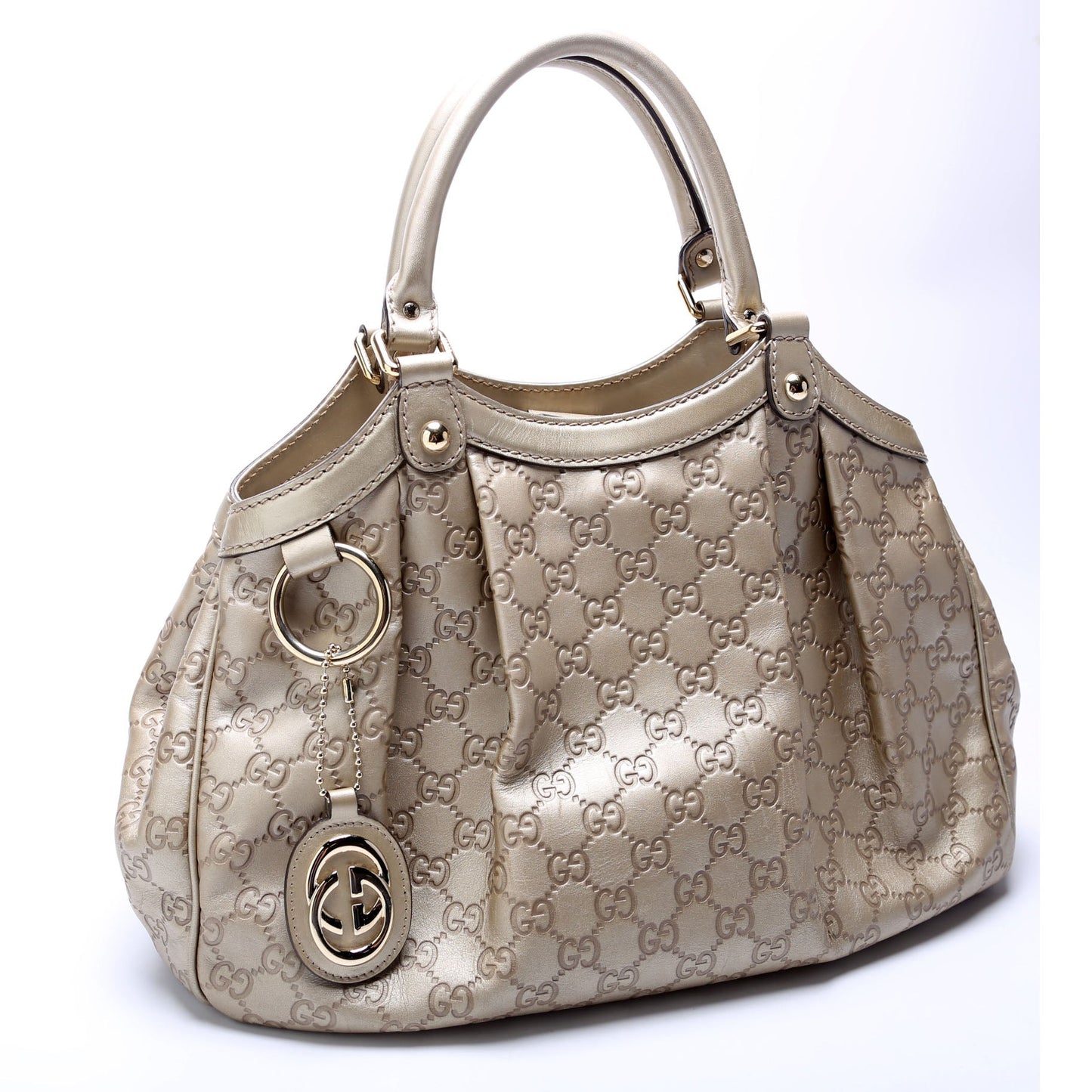 Gucci Sukey GG Leather Gold Medium Travel Bag
