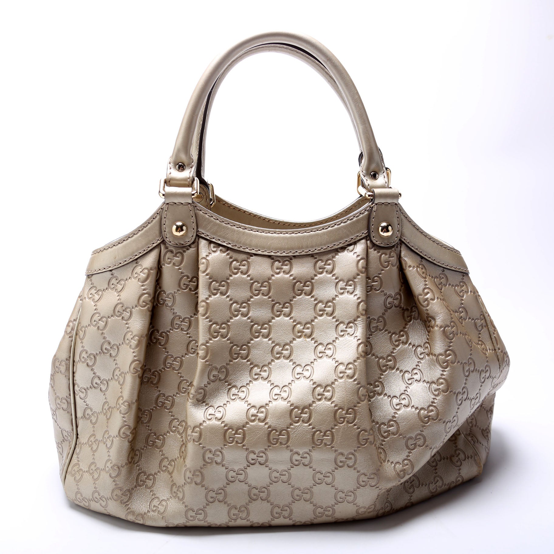 Gucci Sukey GG Leather Gold Medium Travel Bag
