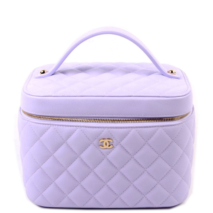 Chanel Vanity Quilted Caviar RFID Purple Handbag