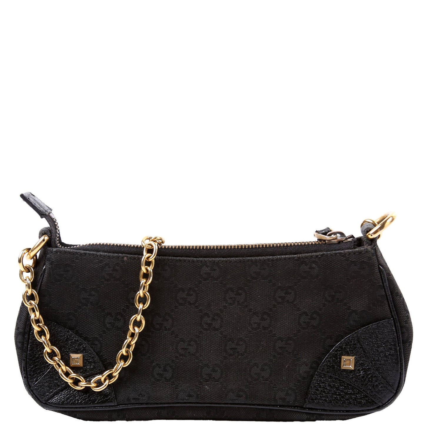 Gucci GG Horsebit Nail Pochette Canvas Black Travel Bag