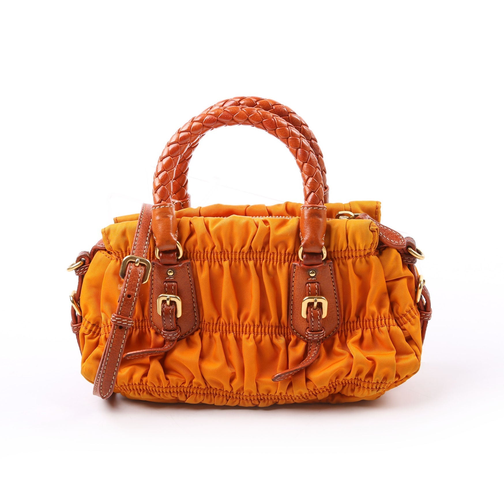 Prada Gaufre Shopping Satchel Orange Bag Nylon Mini Travel Bag