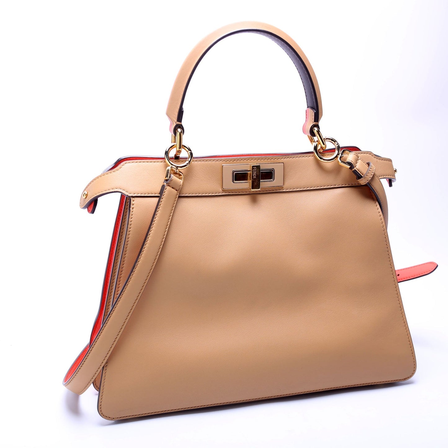 Fendi 8Bn321 Peekaboo Isseu Bag Leather Vitello Medium Travel Bag