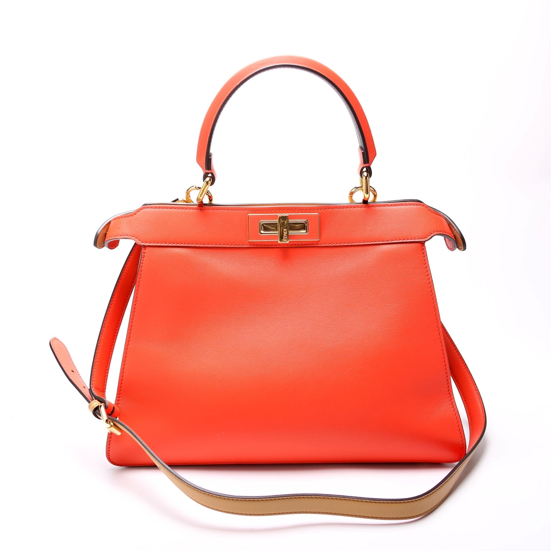 Fendi 8Bn321 Peekaboo Isseu Bag Leather Vitello Medium Travel Bag
