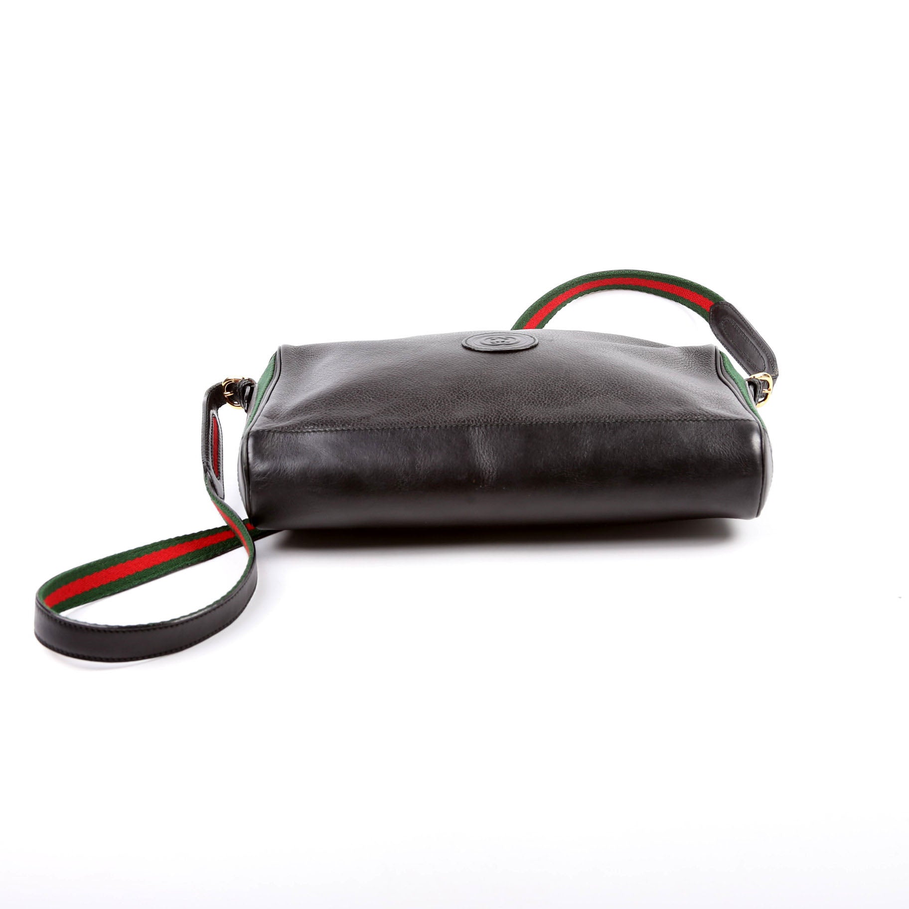 Gucci Web Stripe Messenger Leather Black Travel Bag