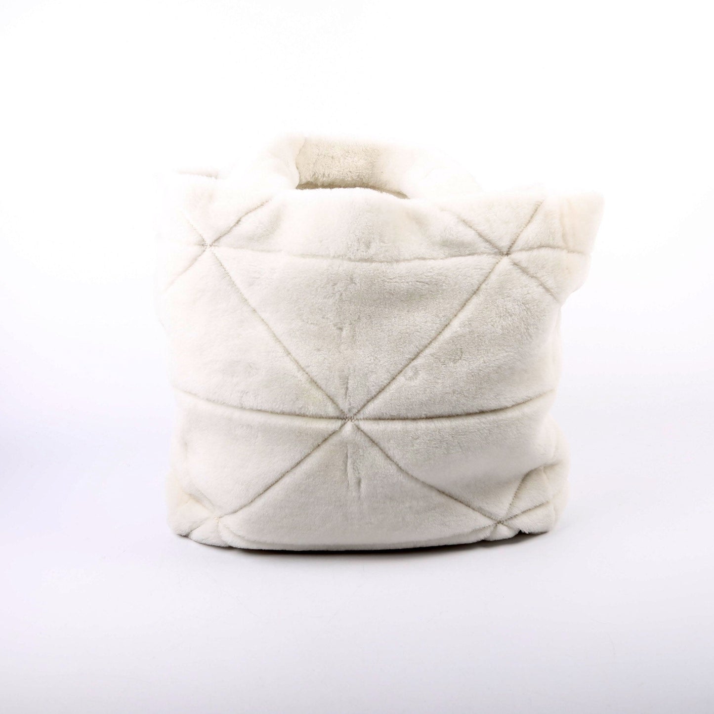 Prada Shearling Triangle Tote Bag Black White