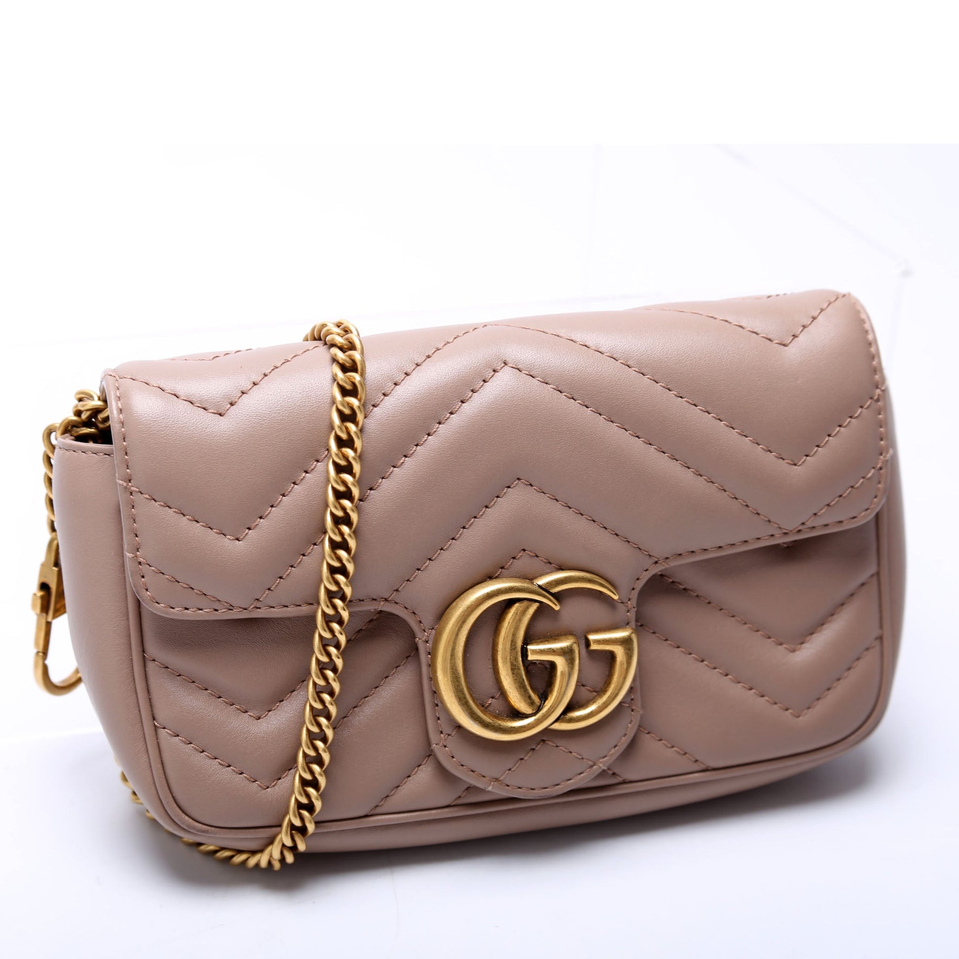 Gucci Marmont Super Leather Tan Mini Flap Travel Bag