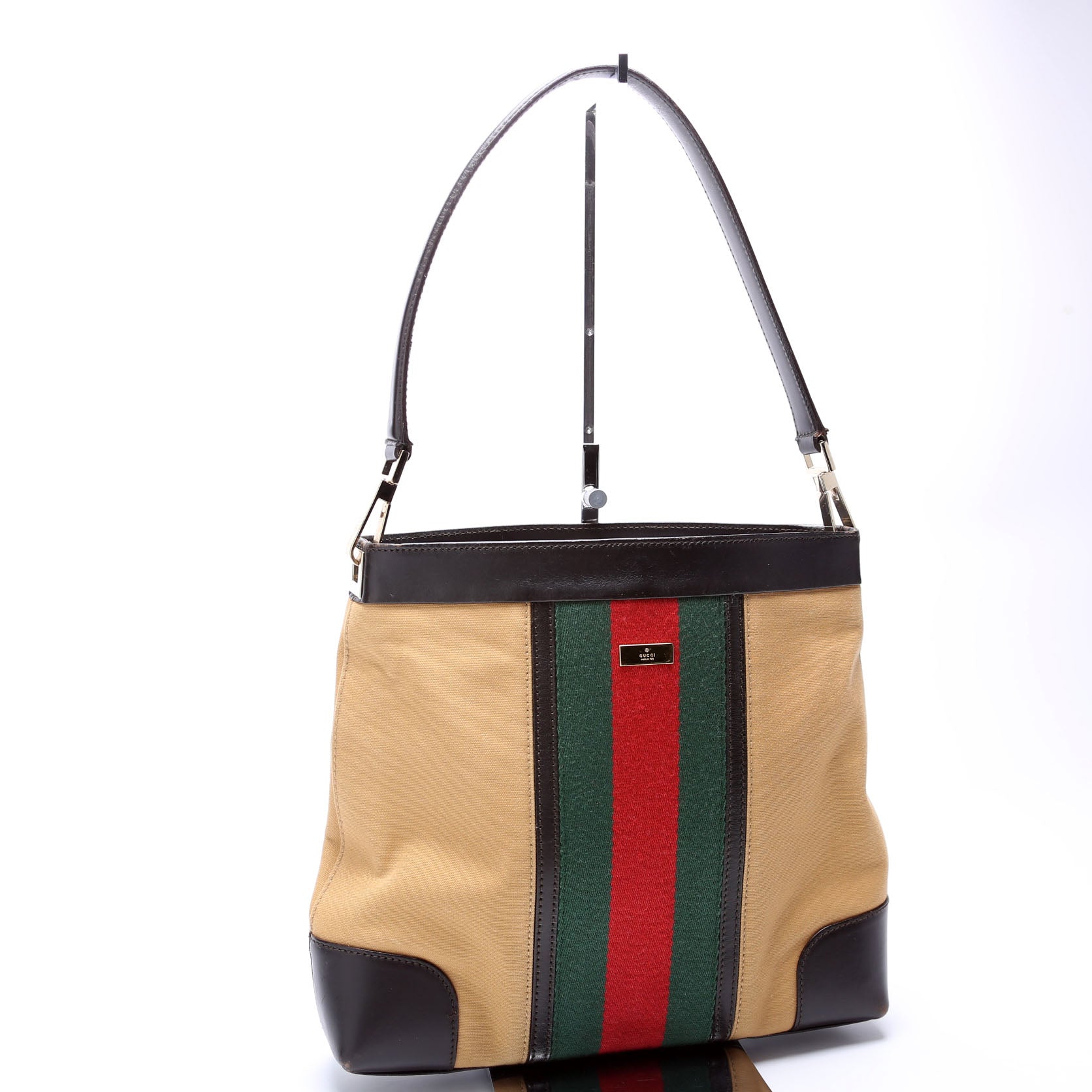 Gucci Sherry Line Web Leather Shoulder Bag