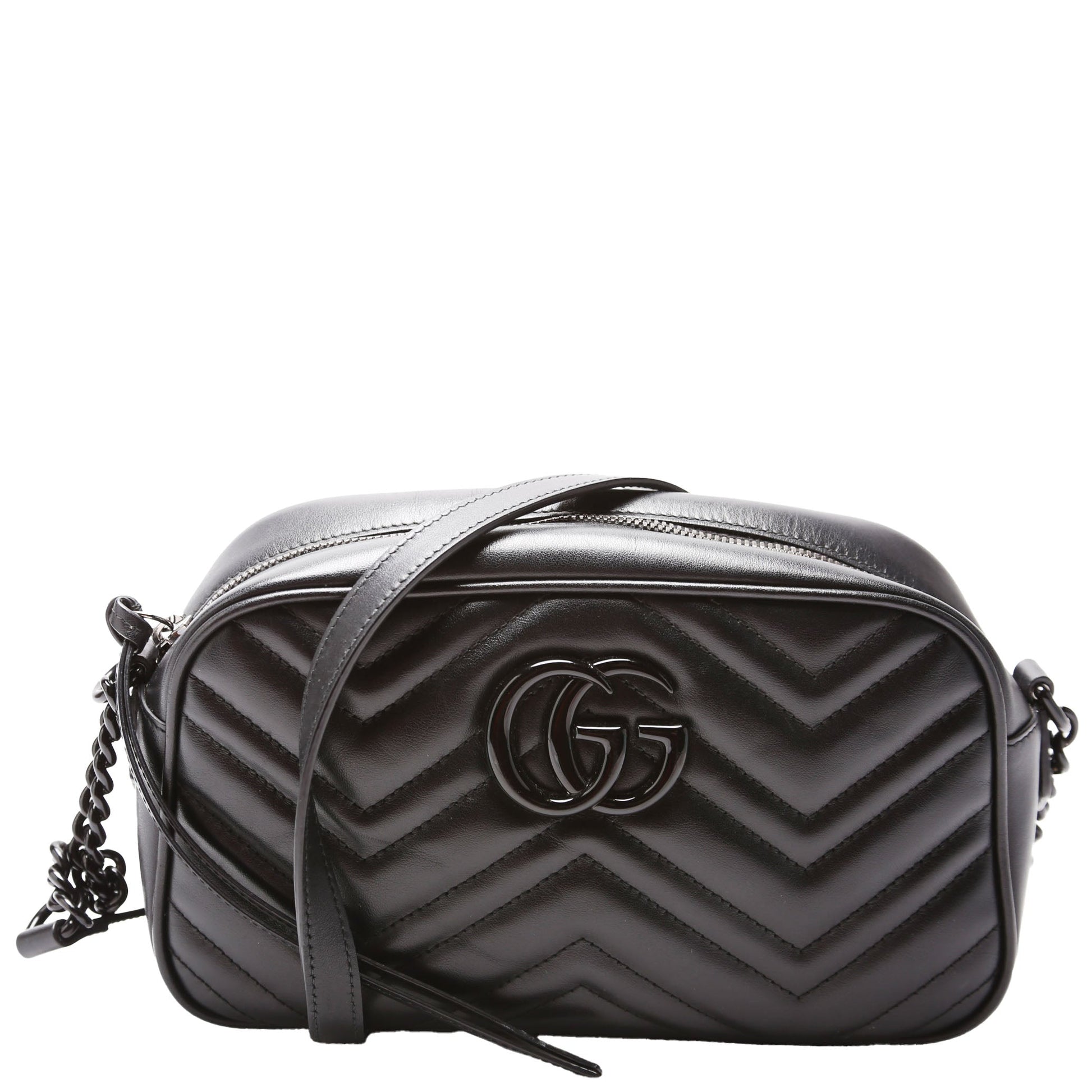Gucci Marmont Camera Leather Black Small Travel Bag Black 5