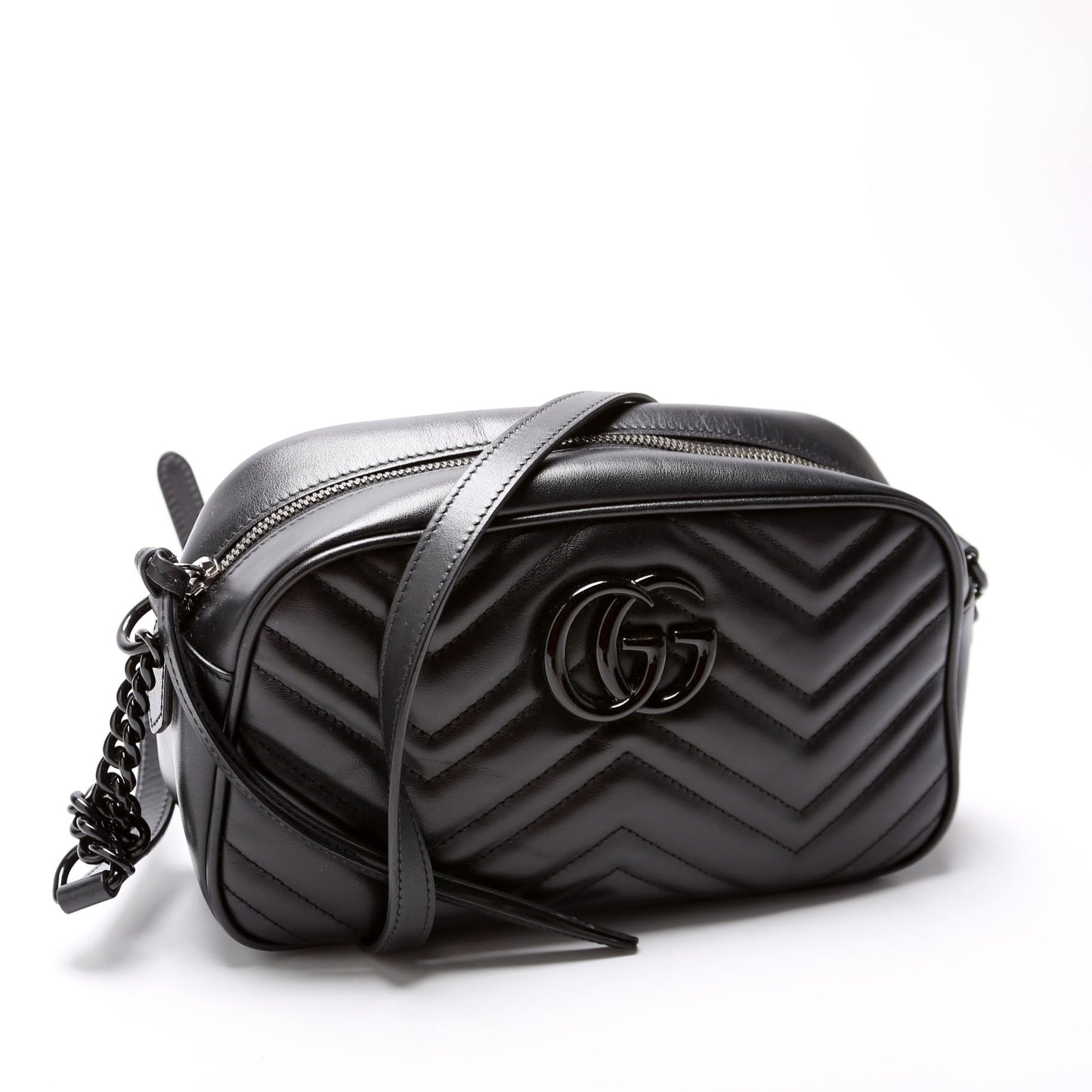 Gucci Marmont Camera Leather Black Small Travel Bag Black 5