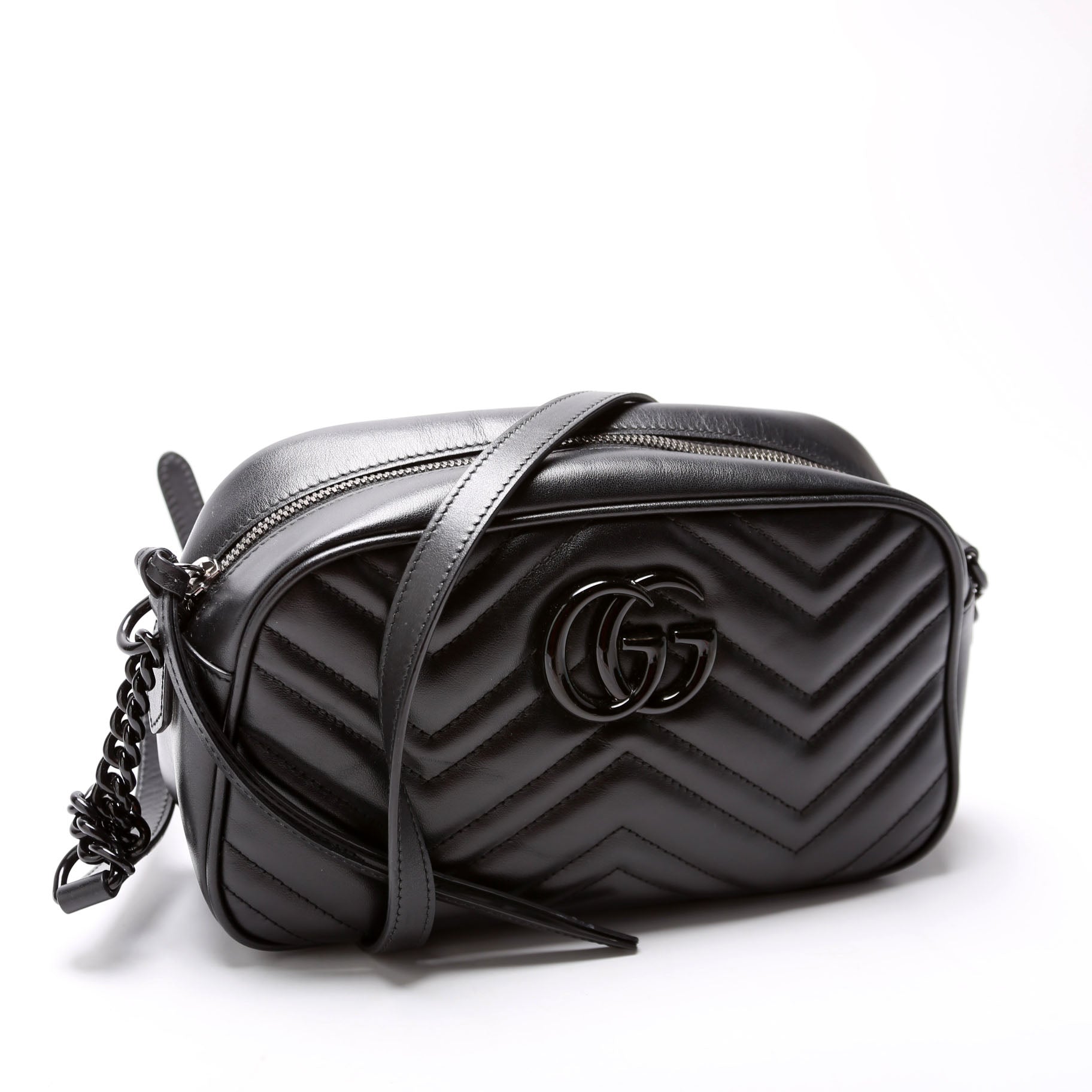 Gucci Marmont Camera Leather Black Small Travel Bag Black 5