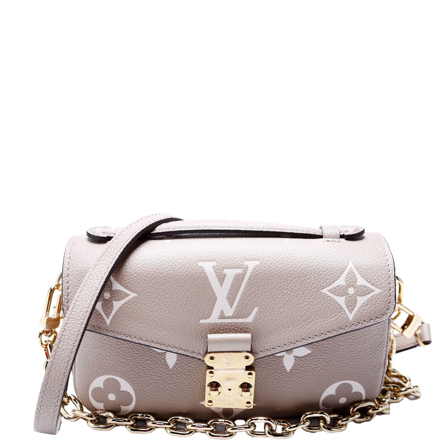 Louis Vuitton Pochette Metis East West Bicolor Empreinte Clutch Bag Taupe 2