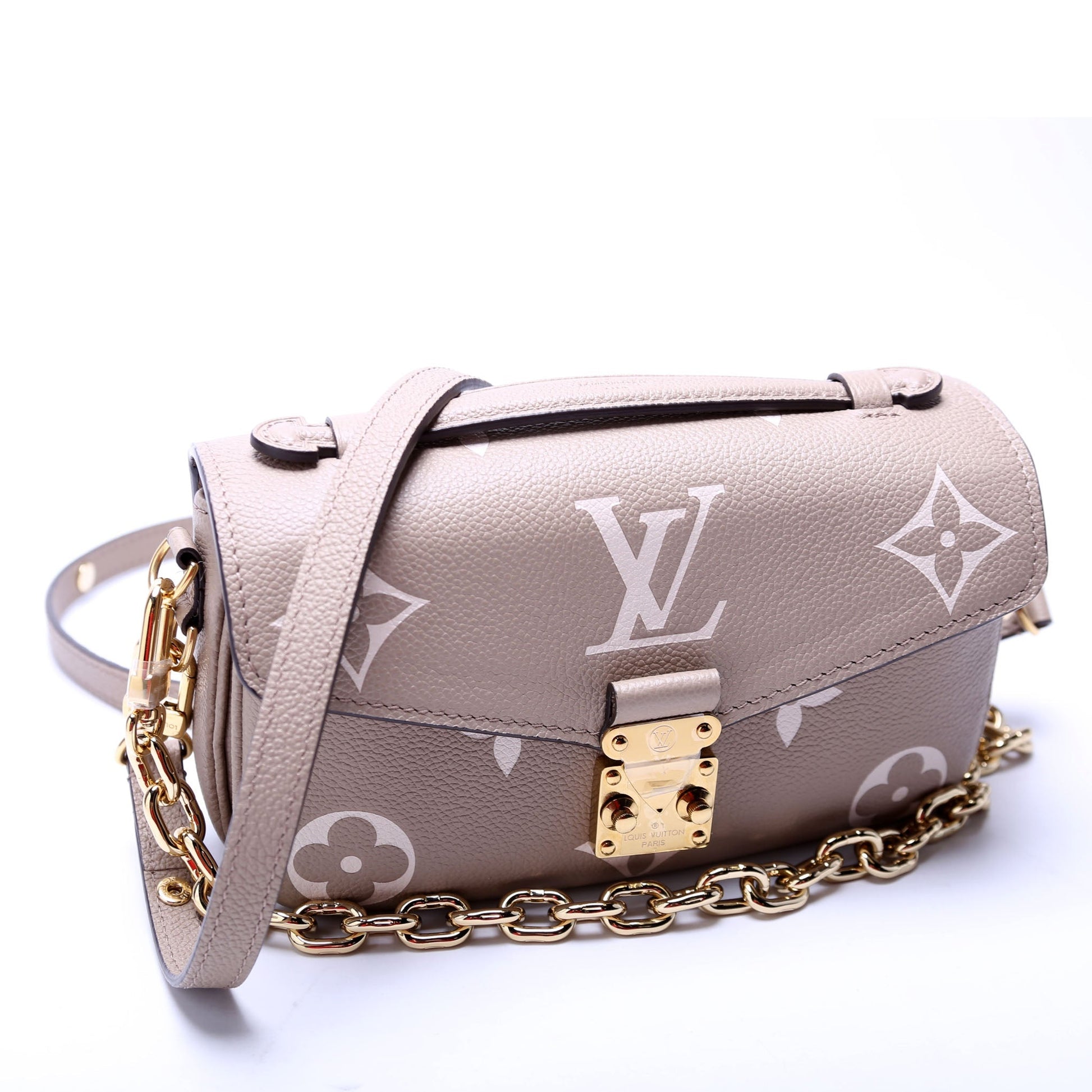 Louis Vuitton Pochette Metis East West Bicolor Empreinte Clutch Bag Taupe 2