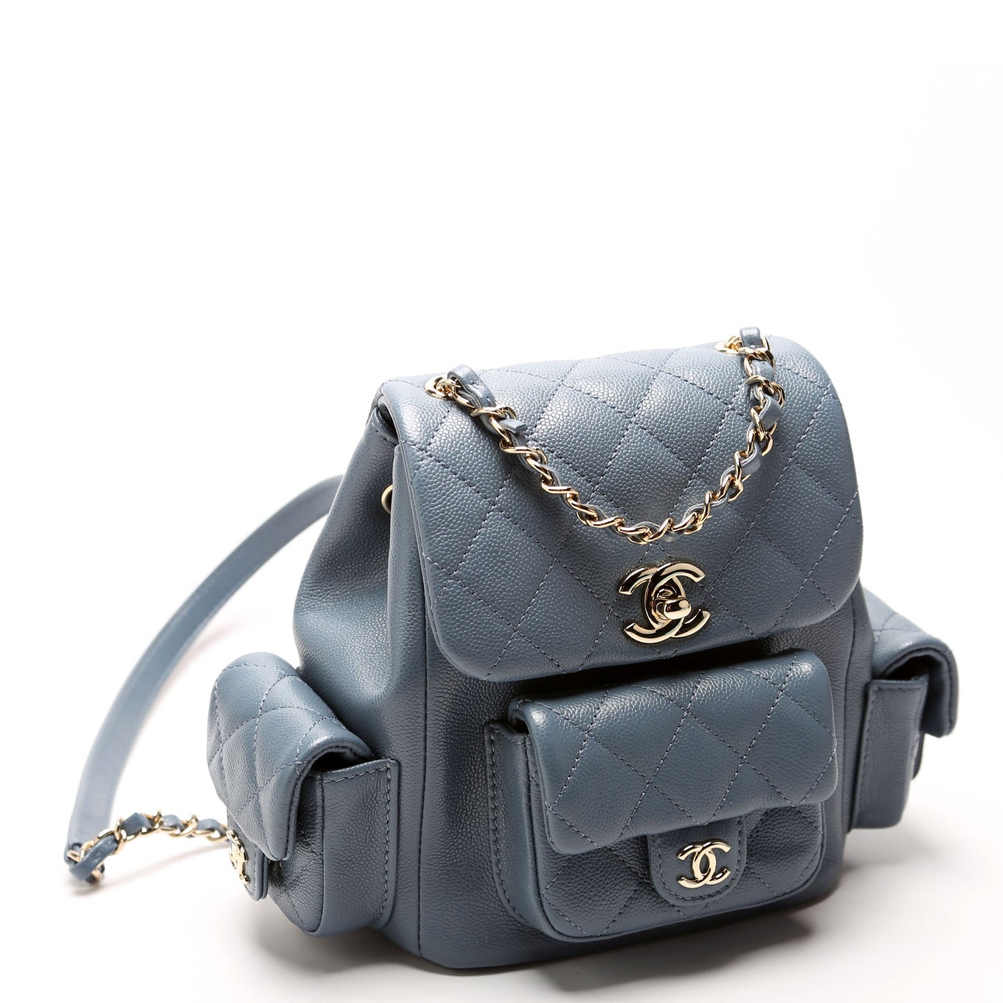 Chanel Pocket Backpack Cav RFID Blue Small