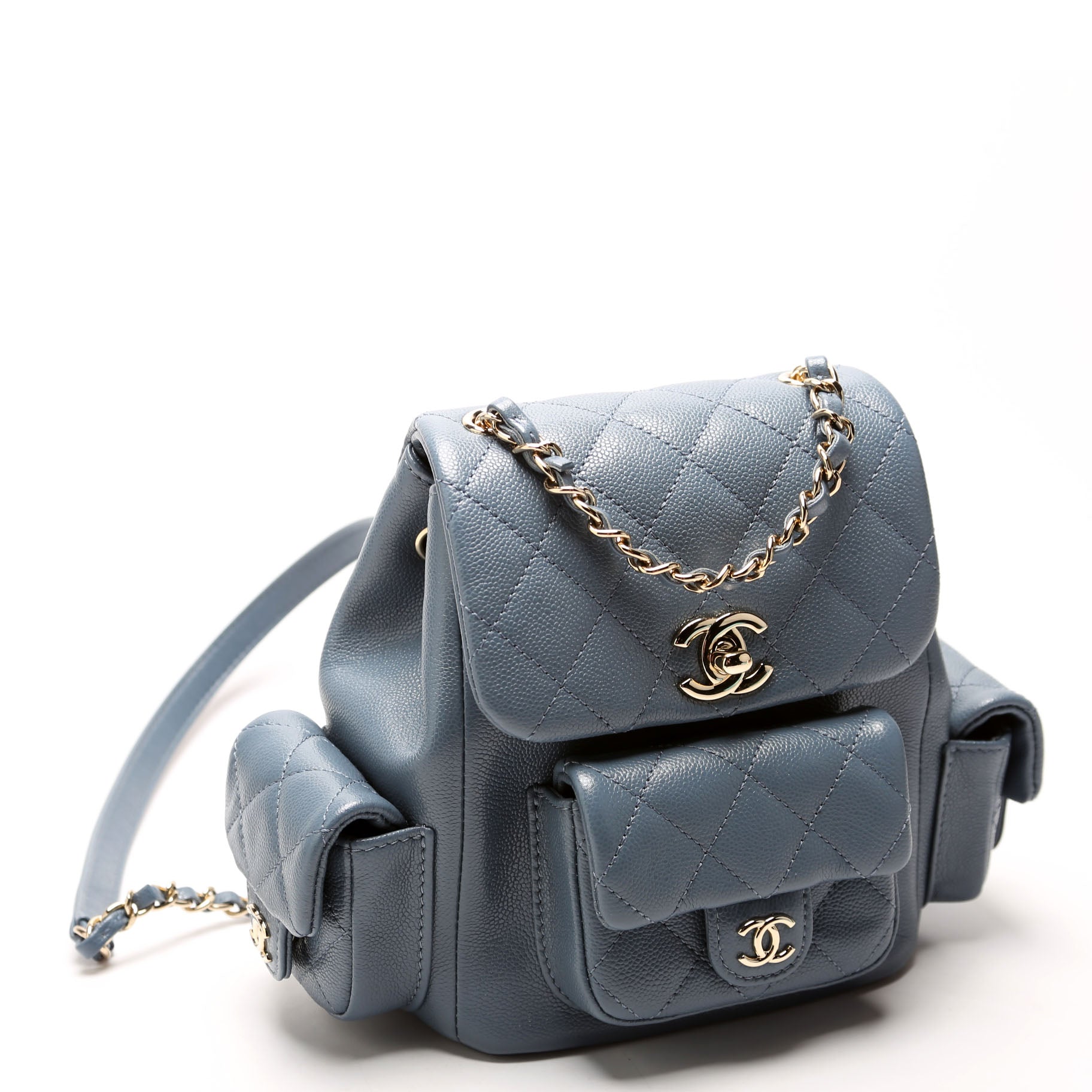 Chanel Pocket Backpack Cav RFID Blue Small