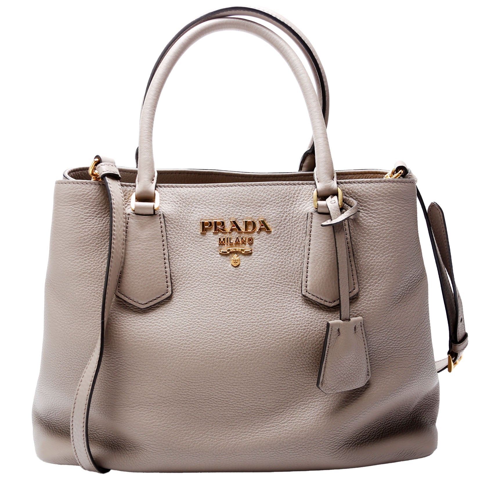 Prada Vitello Phenix Double Tote Taupe Bag Tote Bag