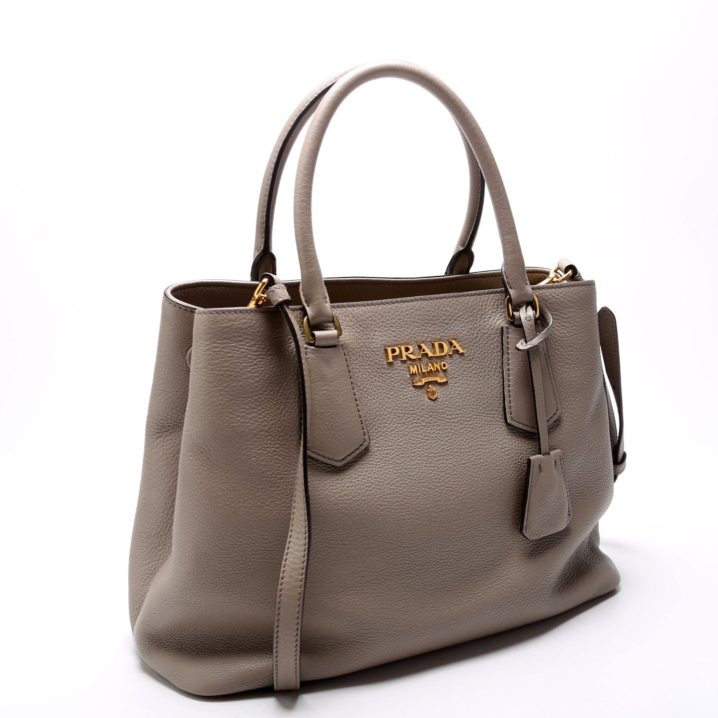 Prada Vitello Phenix Double Tote Taupe Bag Tote Bag