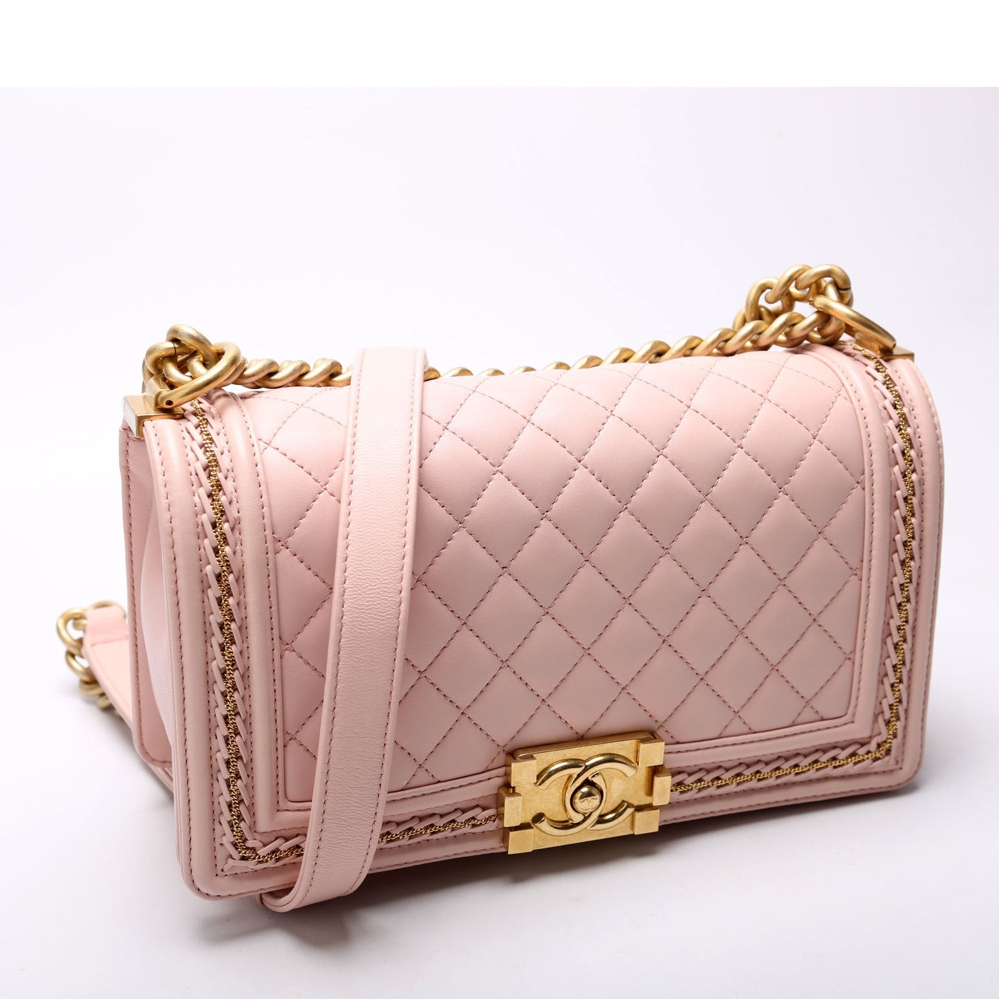 Chanel Boy Flap Detail 24M Pink Handbag
