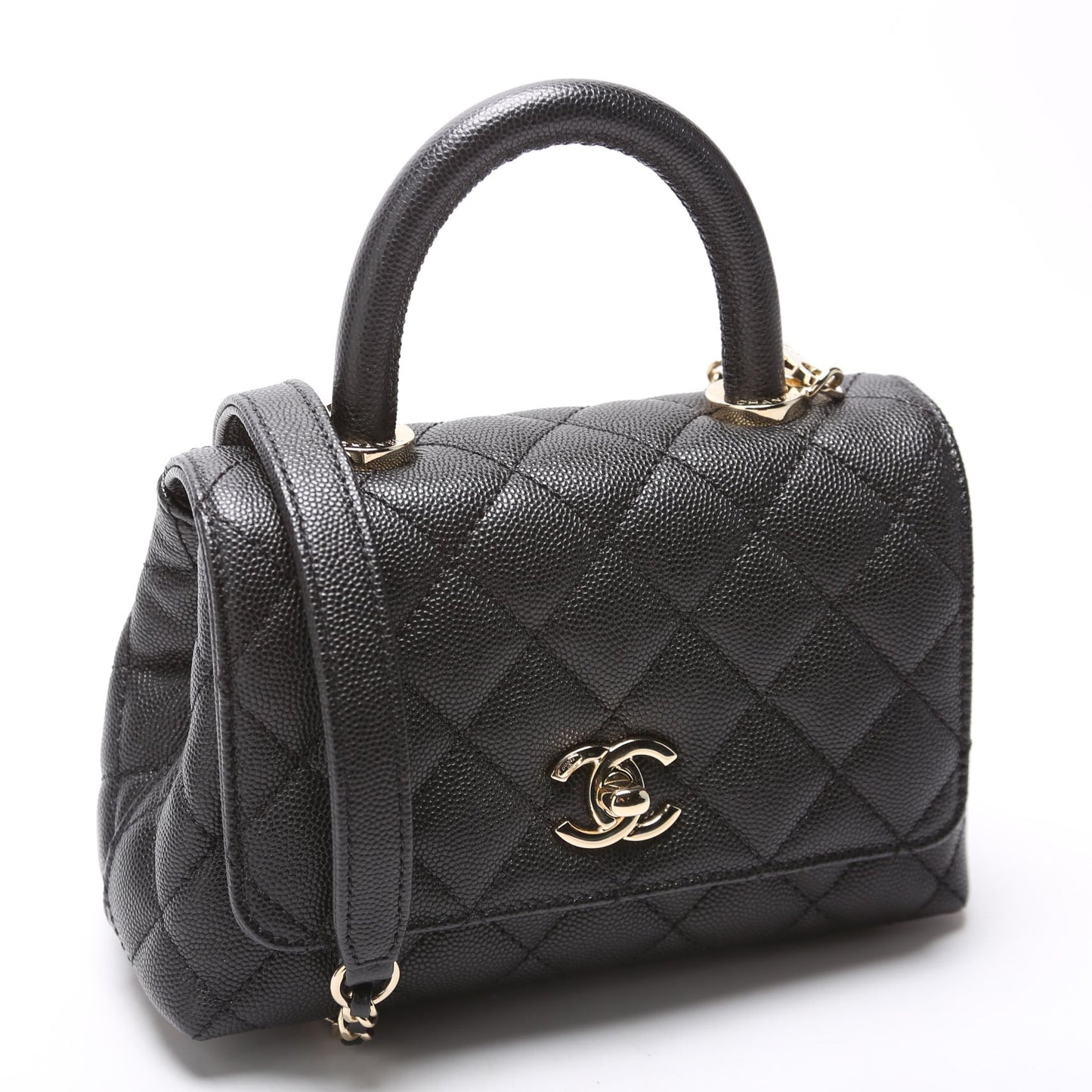 Chanel Coco Top Handle Extra Caviar RFID Black Mini Bag