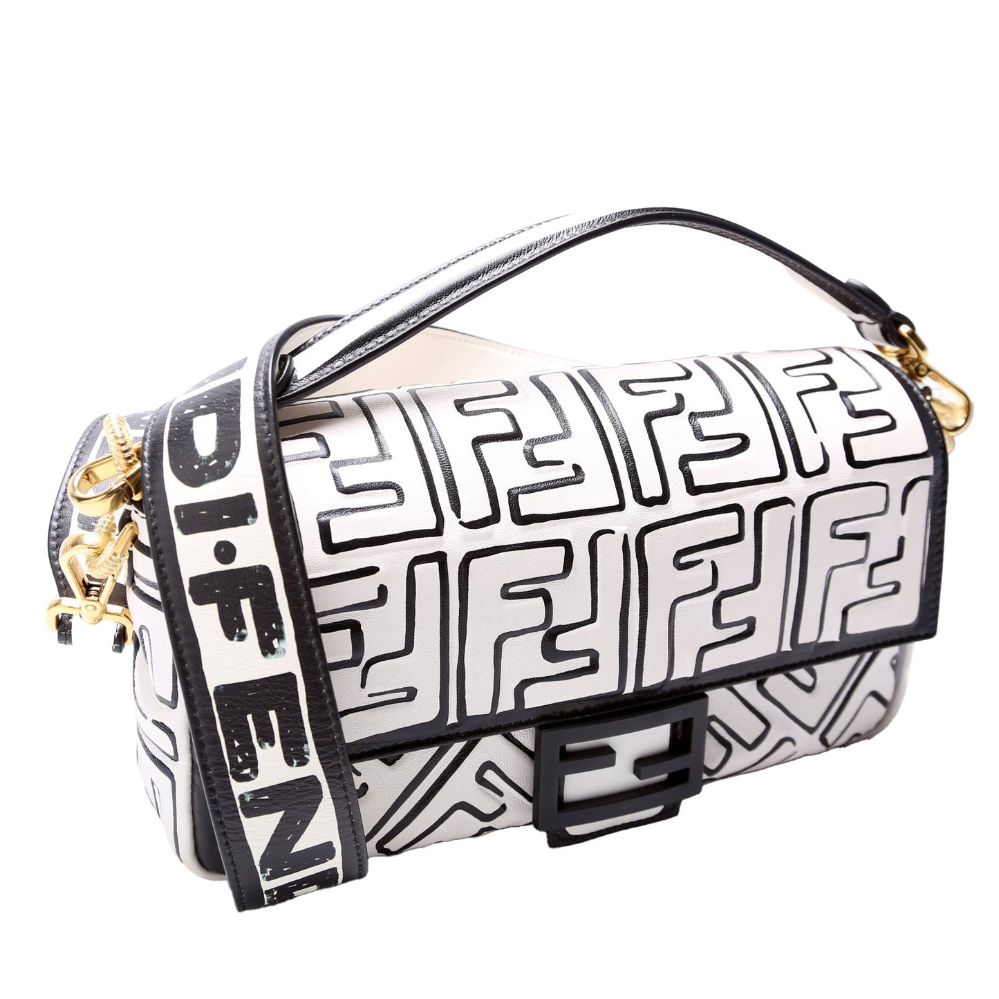 Fendi 8Br600 Joshua Videsuette Bag Black White Travel Bag