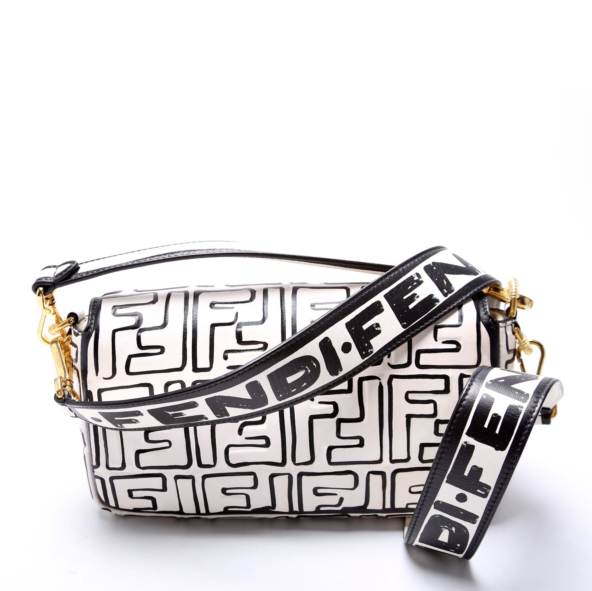 Fendi 8Br600 Joshua Videsuette Bag Black White Travel Bag