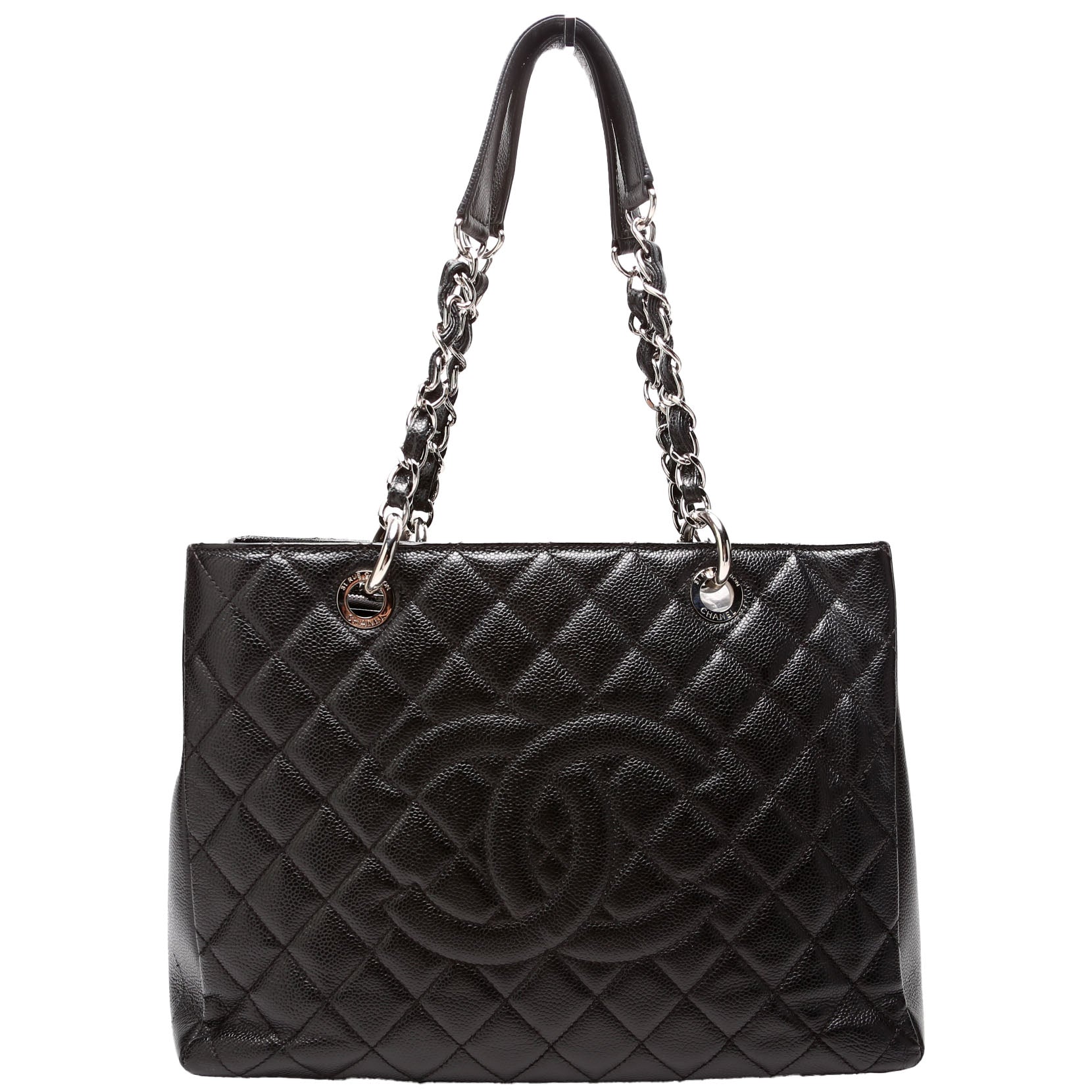 Chanel Grand Shopping Caviar Black Tote Bag Black 3