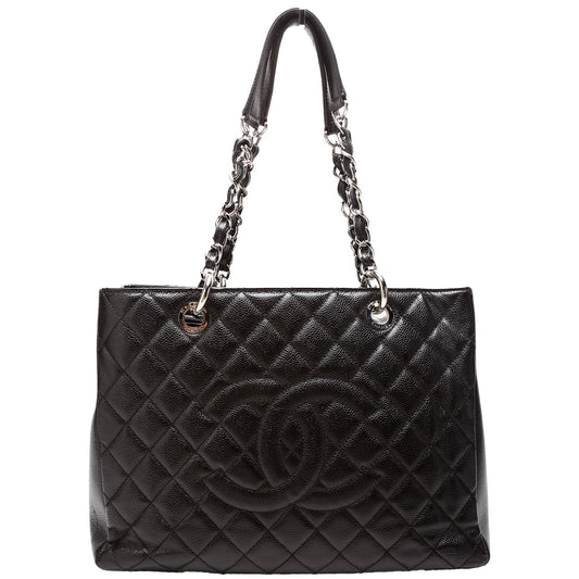 Chanel Grand Shopping Caviar Black Tote Bag Black 3