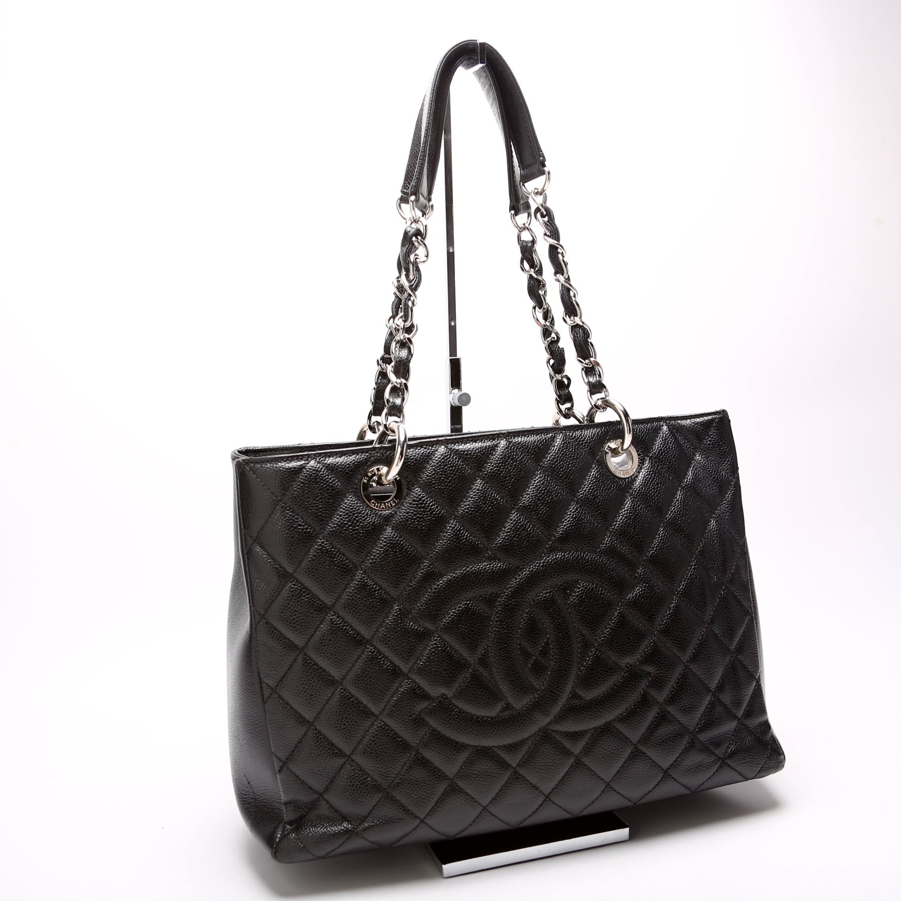 Chanel Grand Shopping Caviar Black Tote Bag Black 3