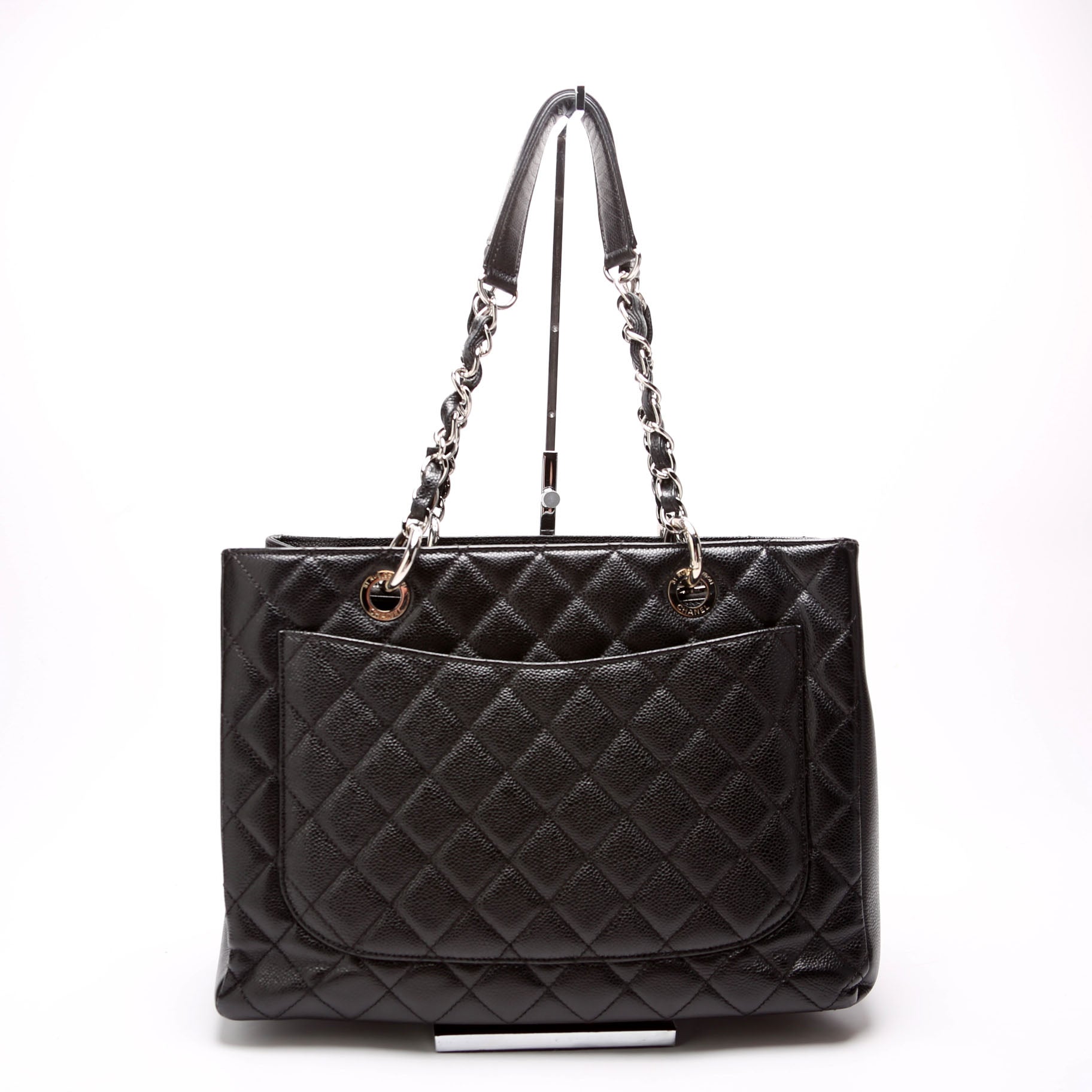 Chanel Grand Shopping Caviar Black Tote Bag Black 3