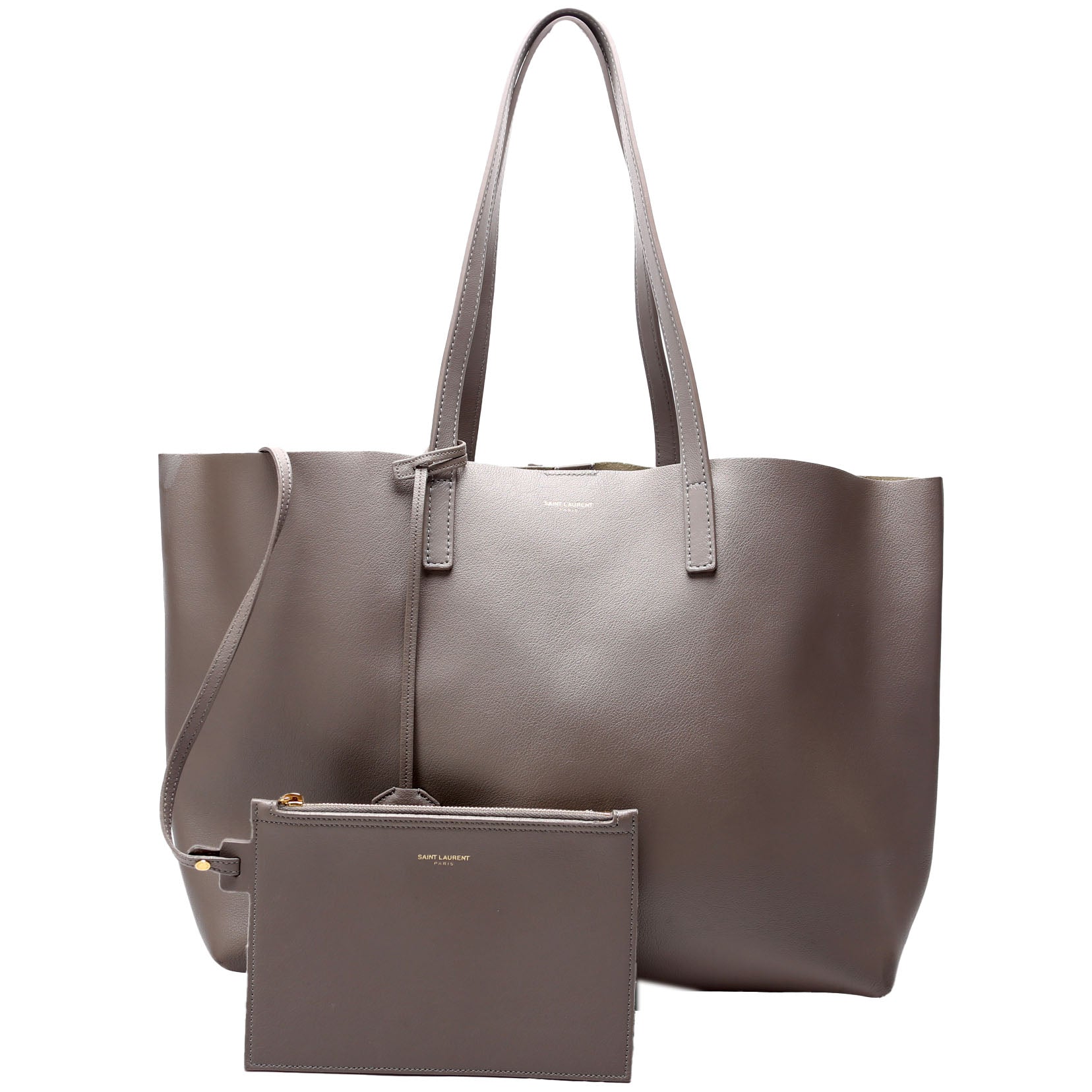 YSL Saint Laurent Saint Laurent Shopping East West Supple Grey Leather Travel Bag