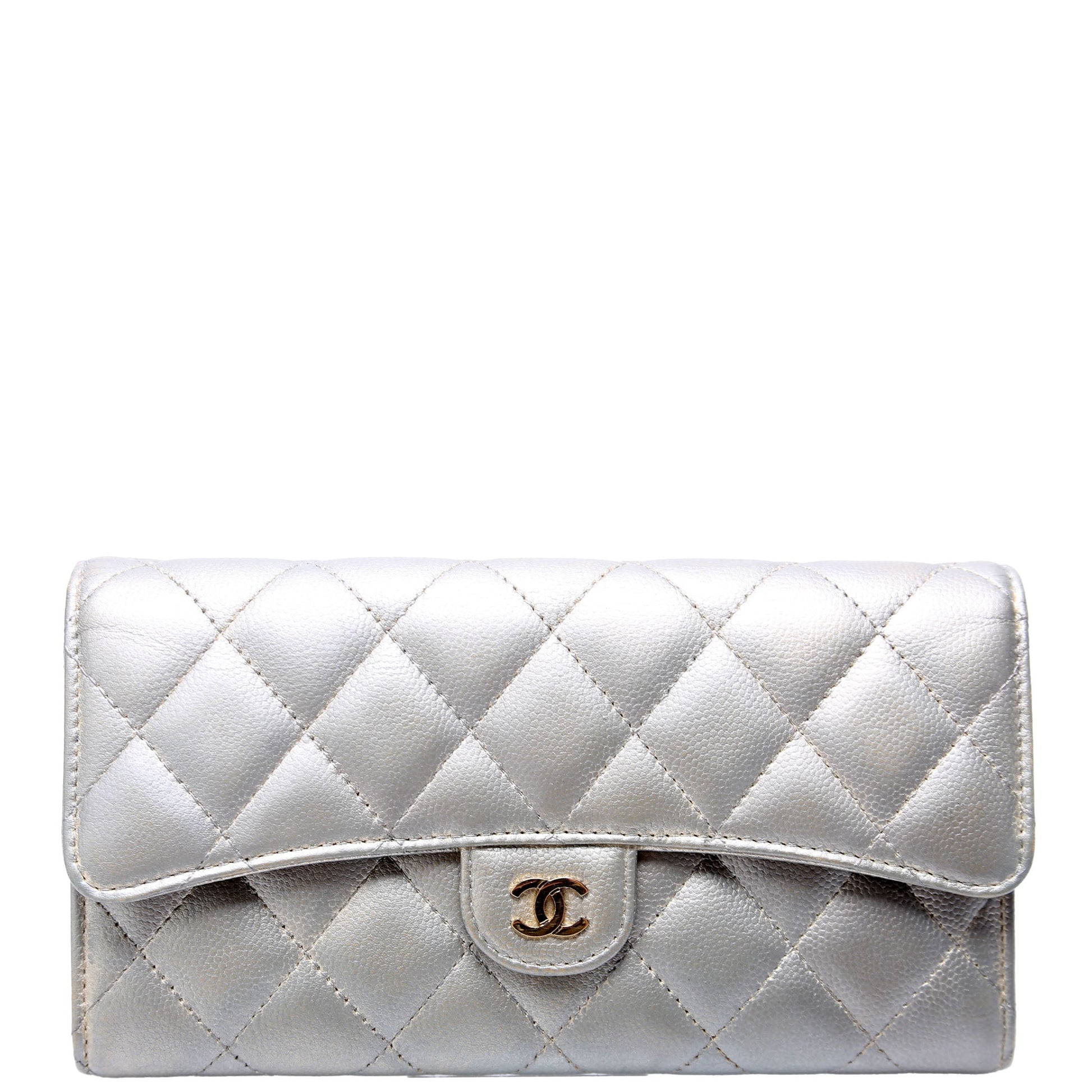 Chanel Classic Flap Wallet Long Caviar Grey