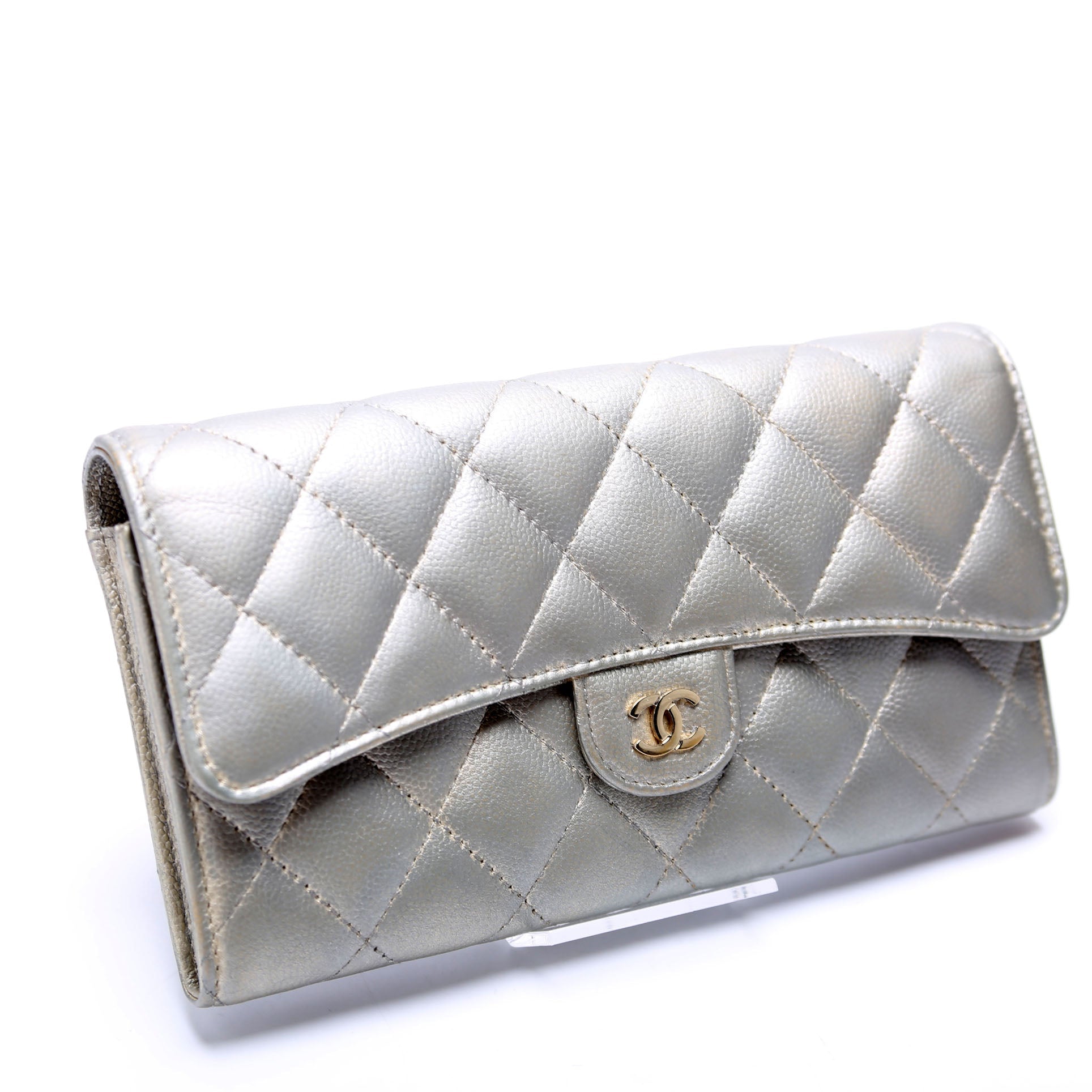 Chanel Classic Flap Wallet Long Caviar Grey