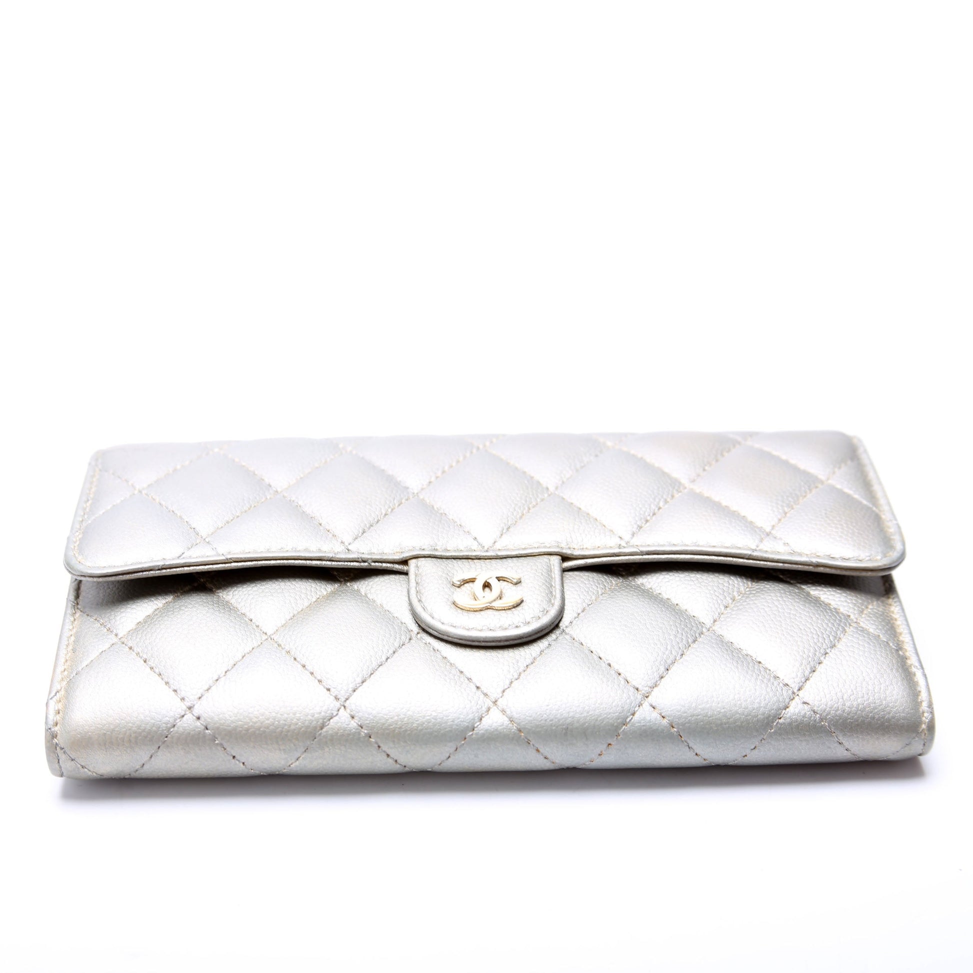 Chanel Classic Flap Wallet Long Caviar Grey