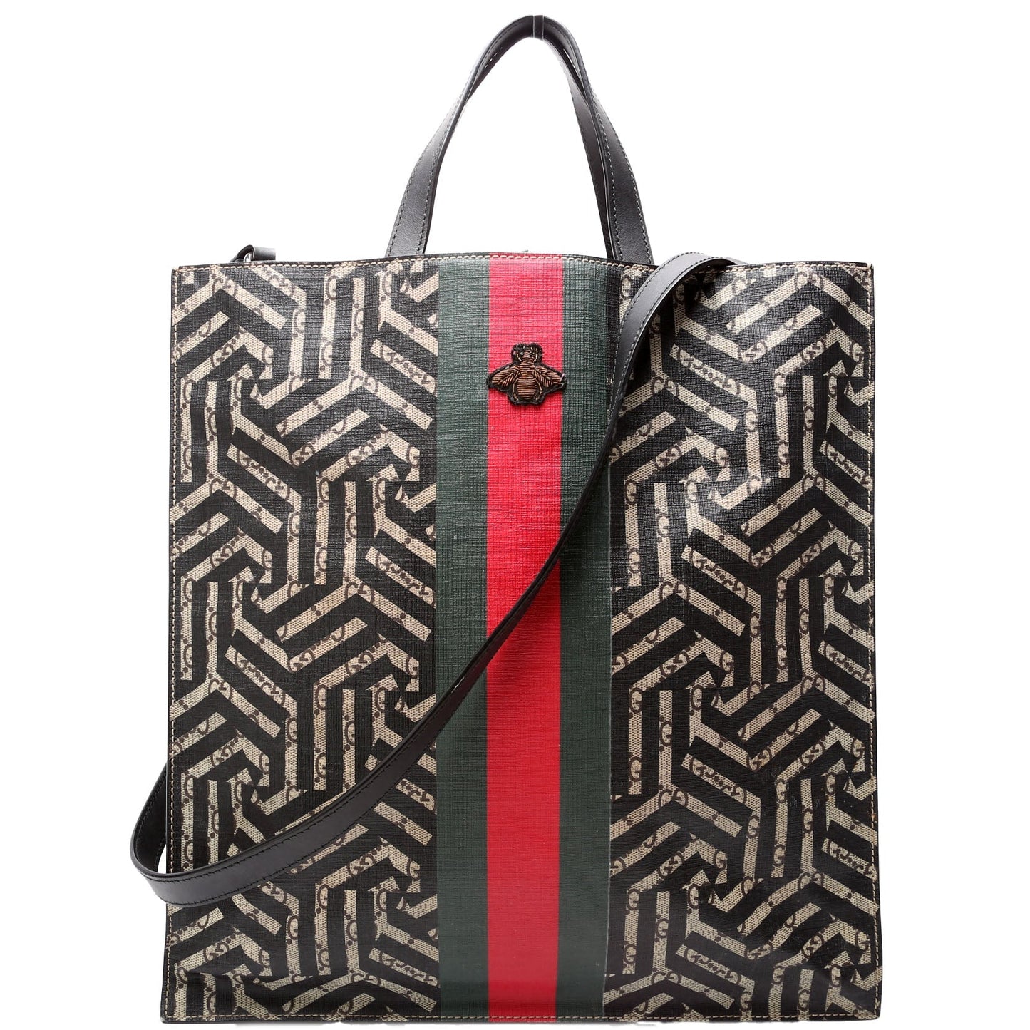 Gucci Soft GG Supreme Caleido Web Black Beige Tote Bag