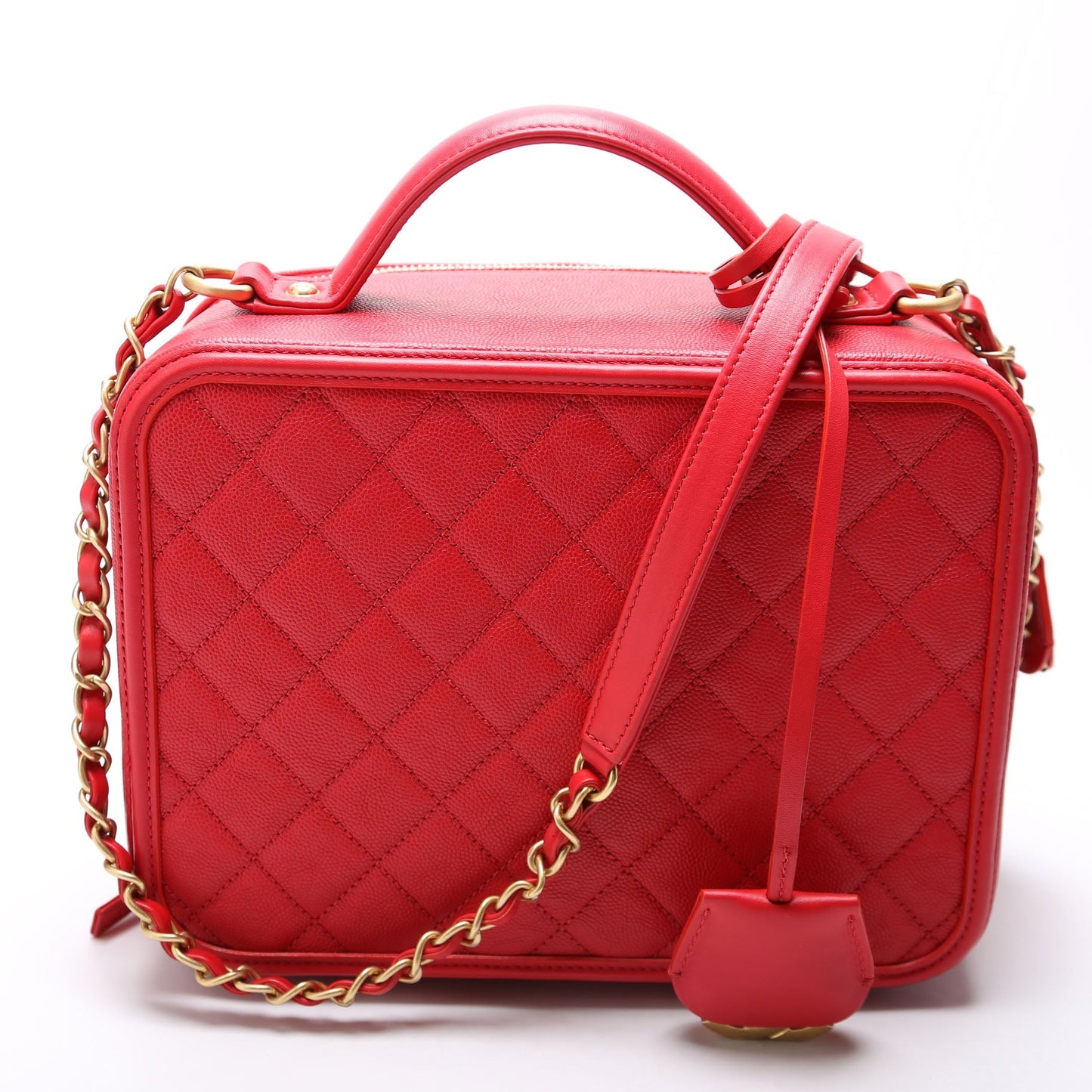 Chanel Filigree Vanity Case Large 25M Red