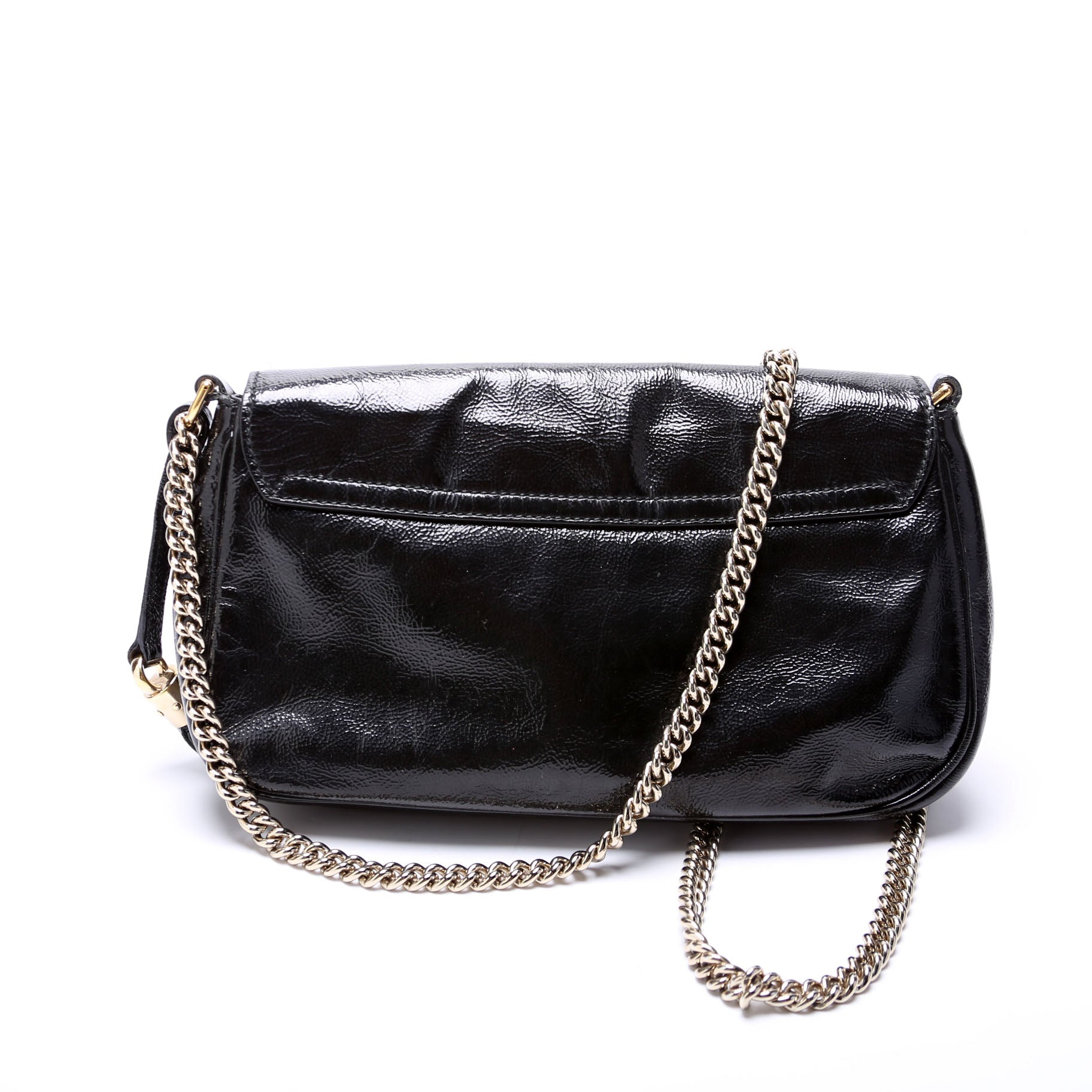 Gucci Soho Patent Black Medium Chain Crossbody Bag