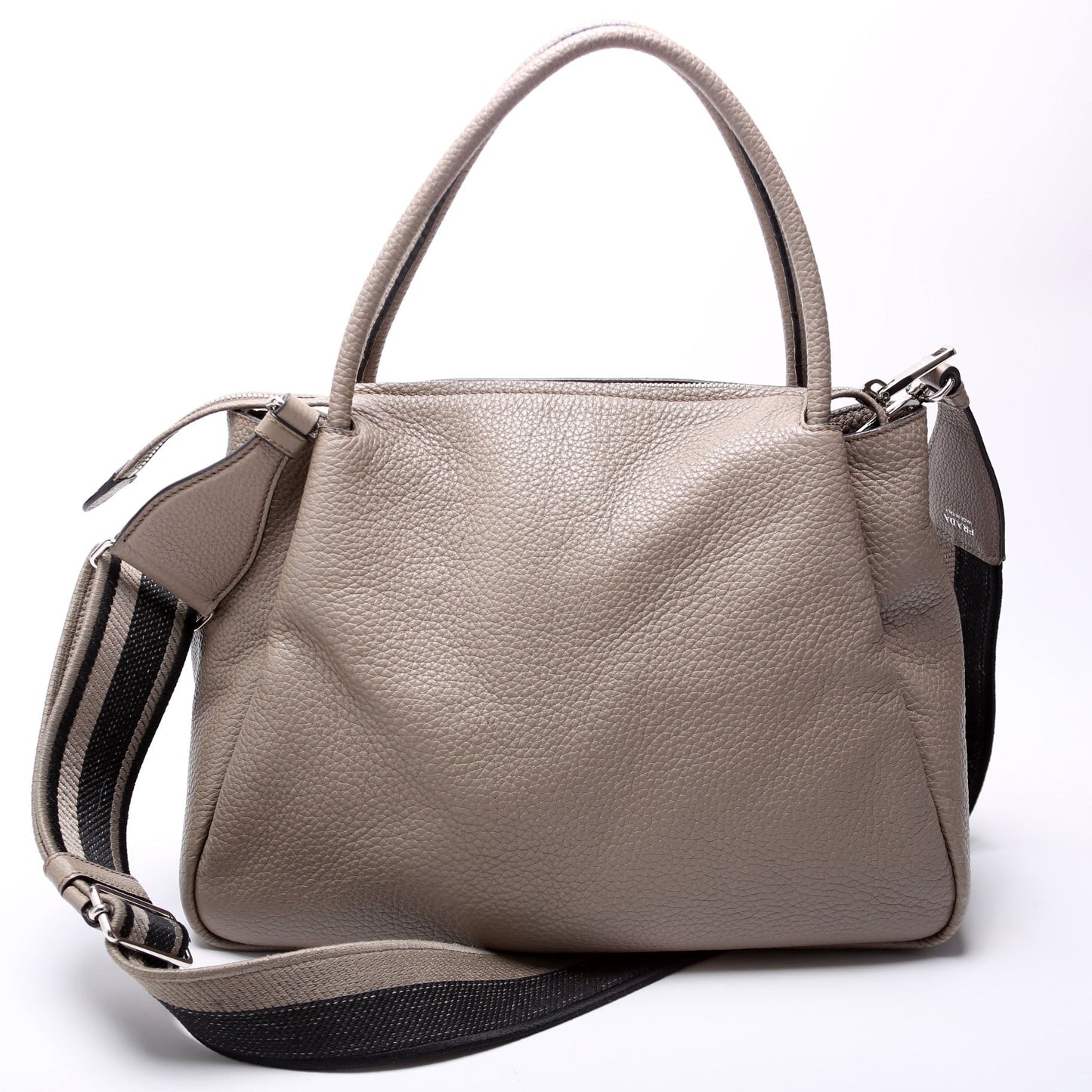 Prada Hand Bc Grey Bag Leather Large Travel Bag