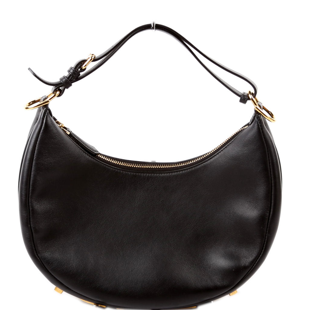Fendi 8Br798Graphy Hobo Bag Leather Black Small Hobo Black 1