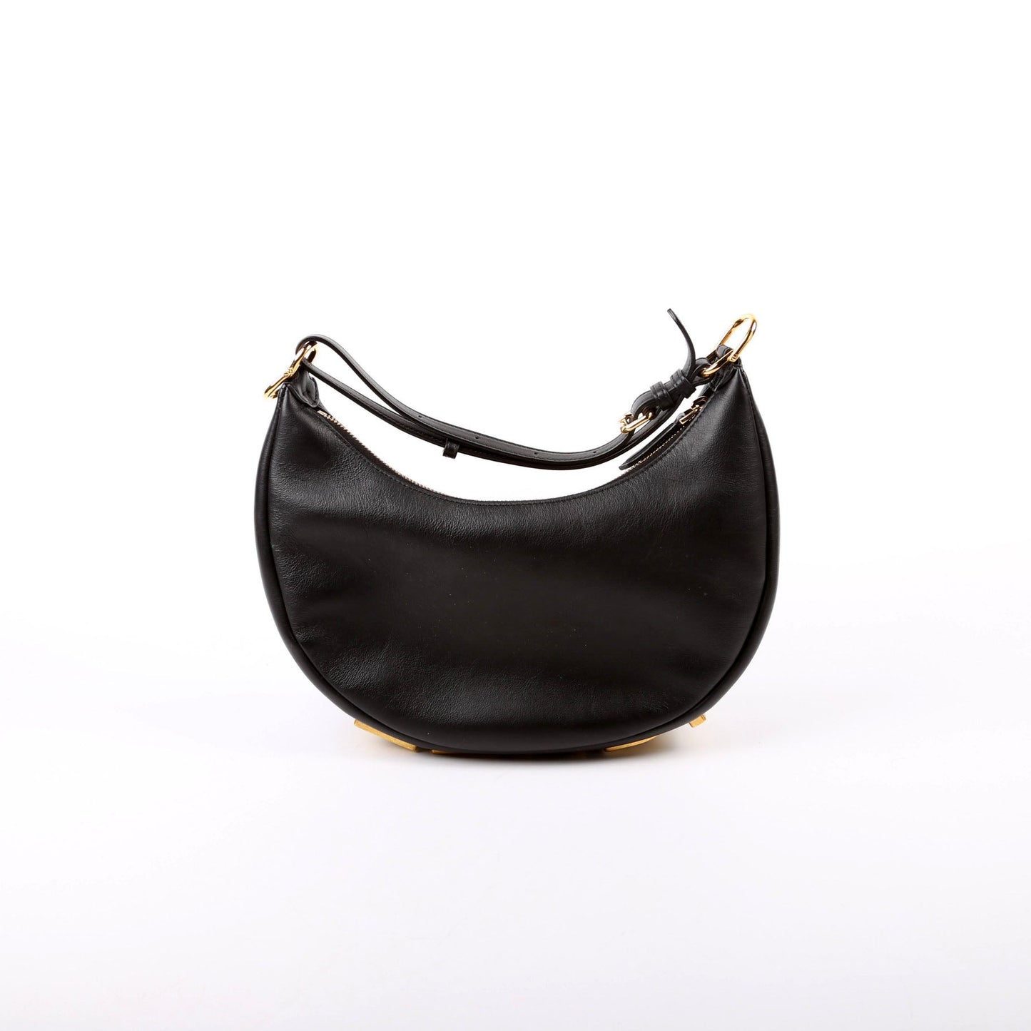 Fendi 8Br798Graphy Hobo Bag Leather Black Small Hobo Black 1