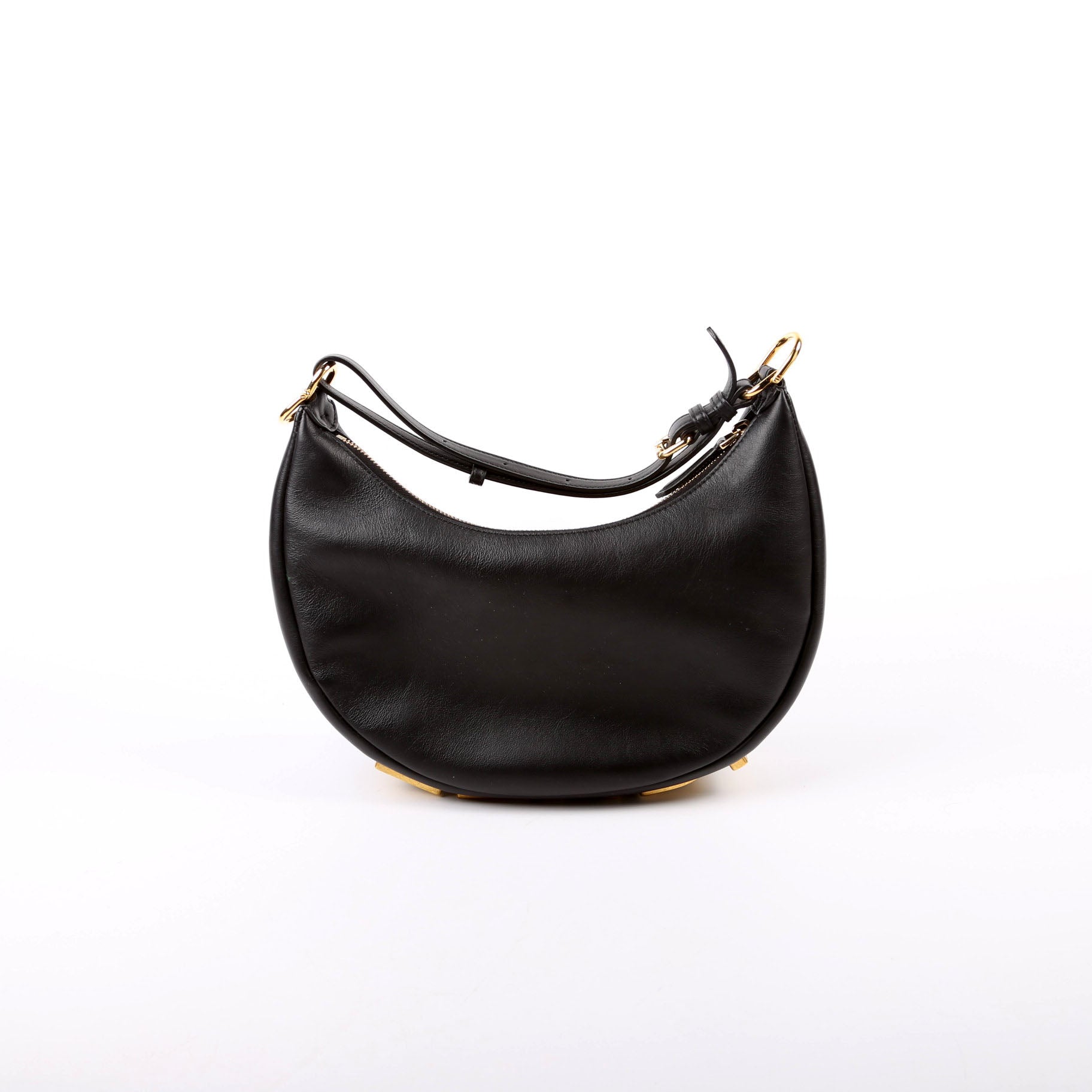 Fendi 8Br798Graphy Hobo Bag Leather Black Small Hobo Black 1