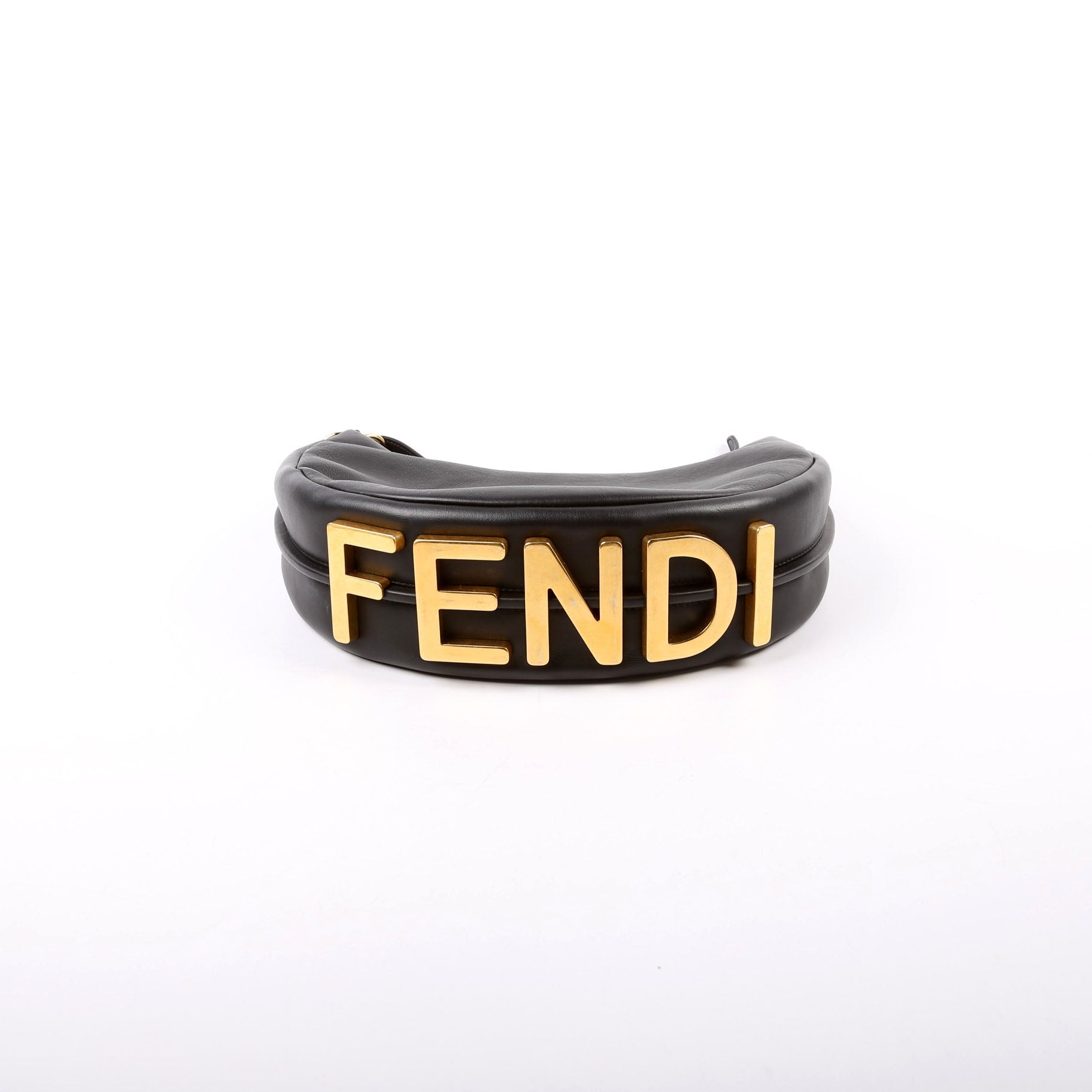 Fendi 8Br798Graphy Hobo Bag Leather Black Small Hobo Black 1