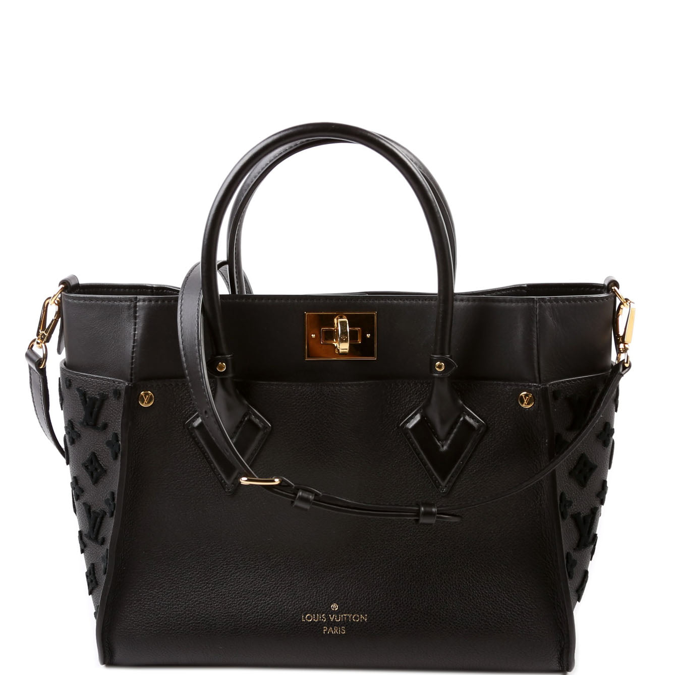 Louis Vuitton On My Side MM Calfskin Black Handbag Calfskin Black