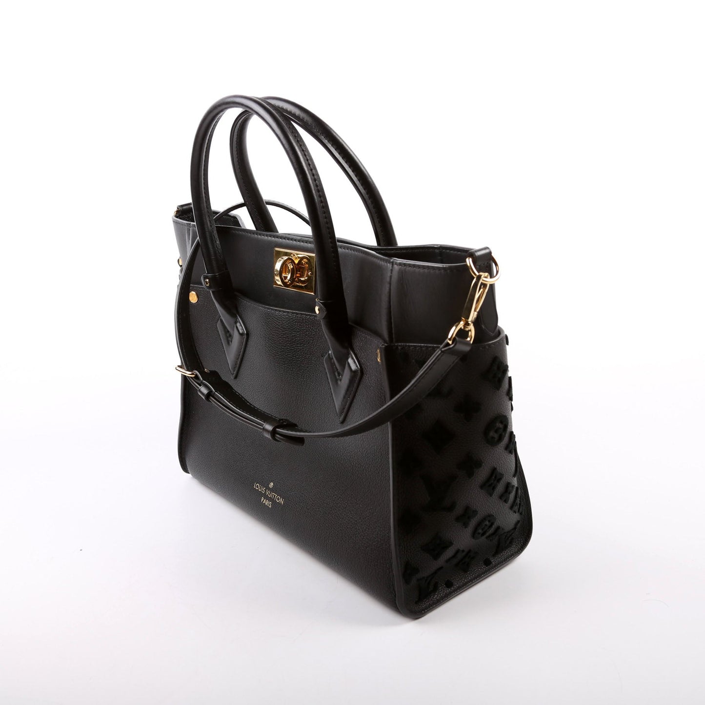 Louis Vuitton On My Side MM Calfskin Black Handbag Calfskin Black