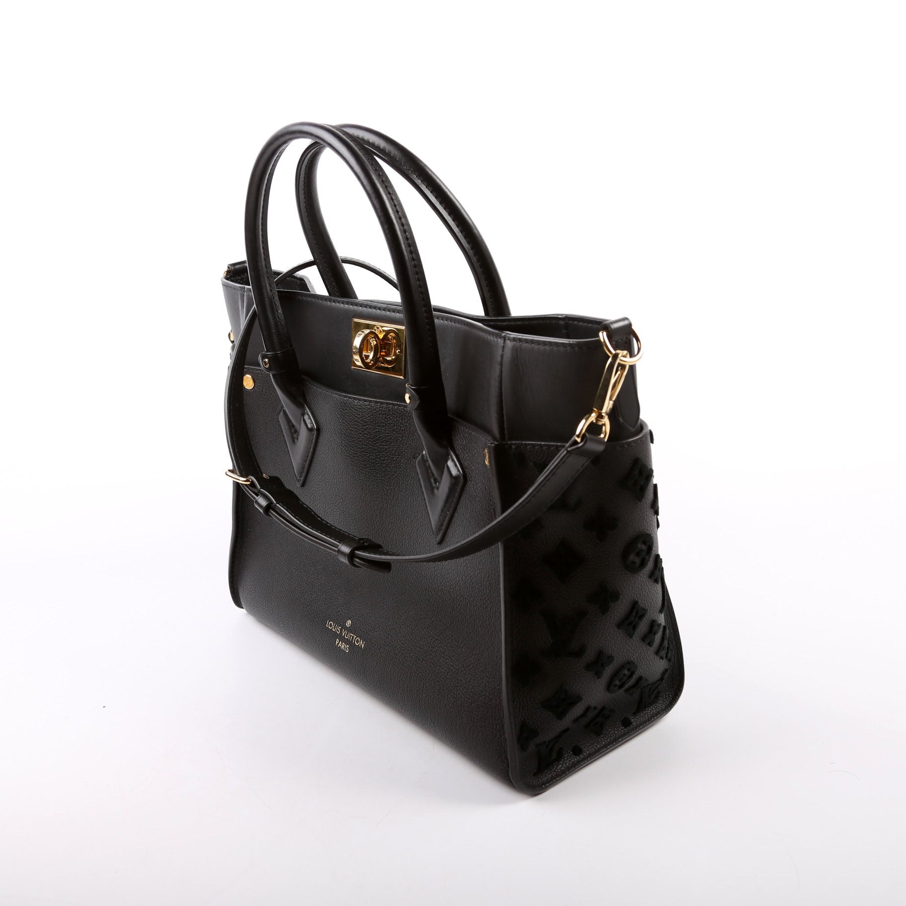 Louis Vuitton On My Side MM Calfskin Black Handbag Calfskin Black