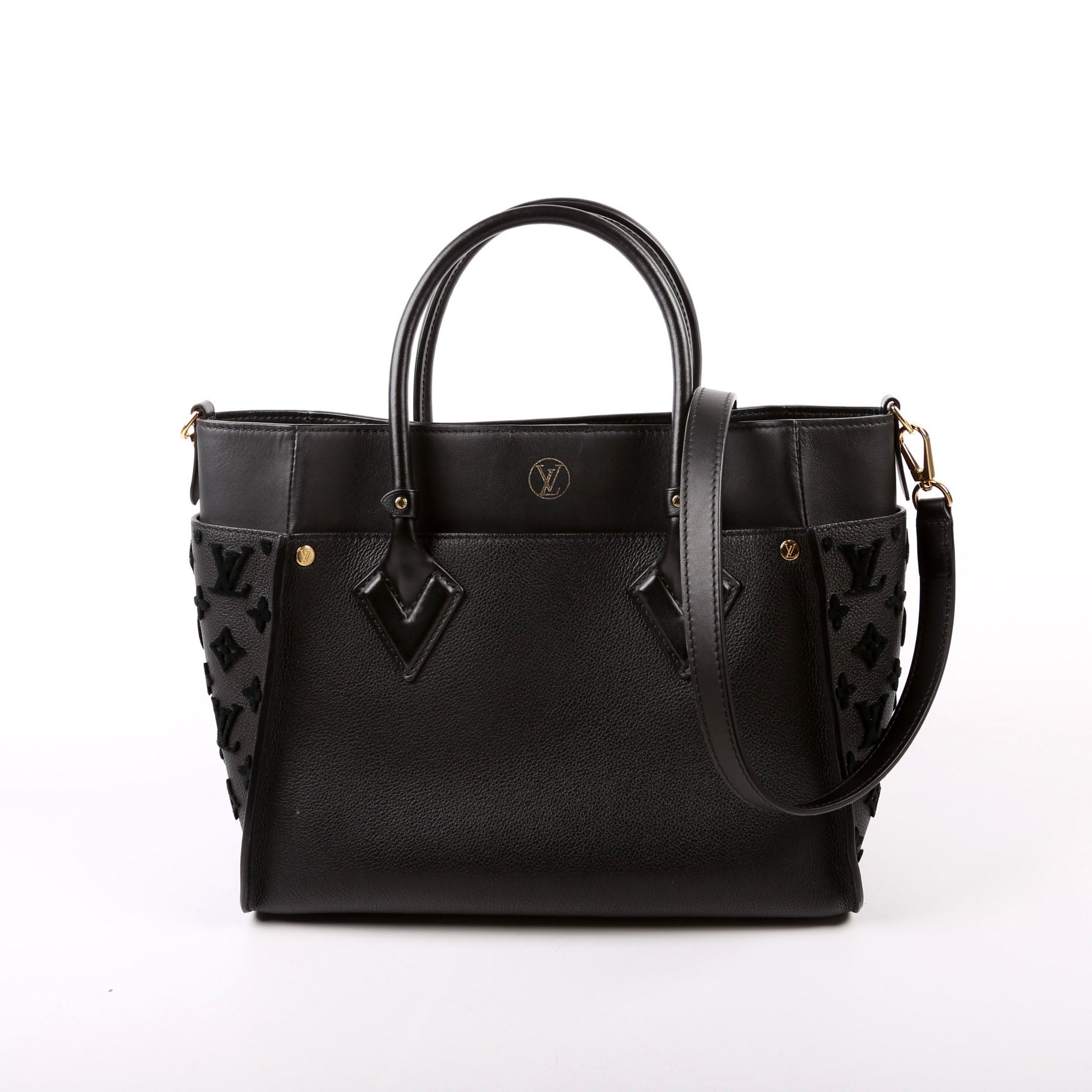 Louis Vuitton On My Side MM Calfskin Black Handbag Calfskin Black
