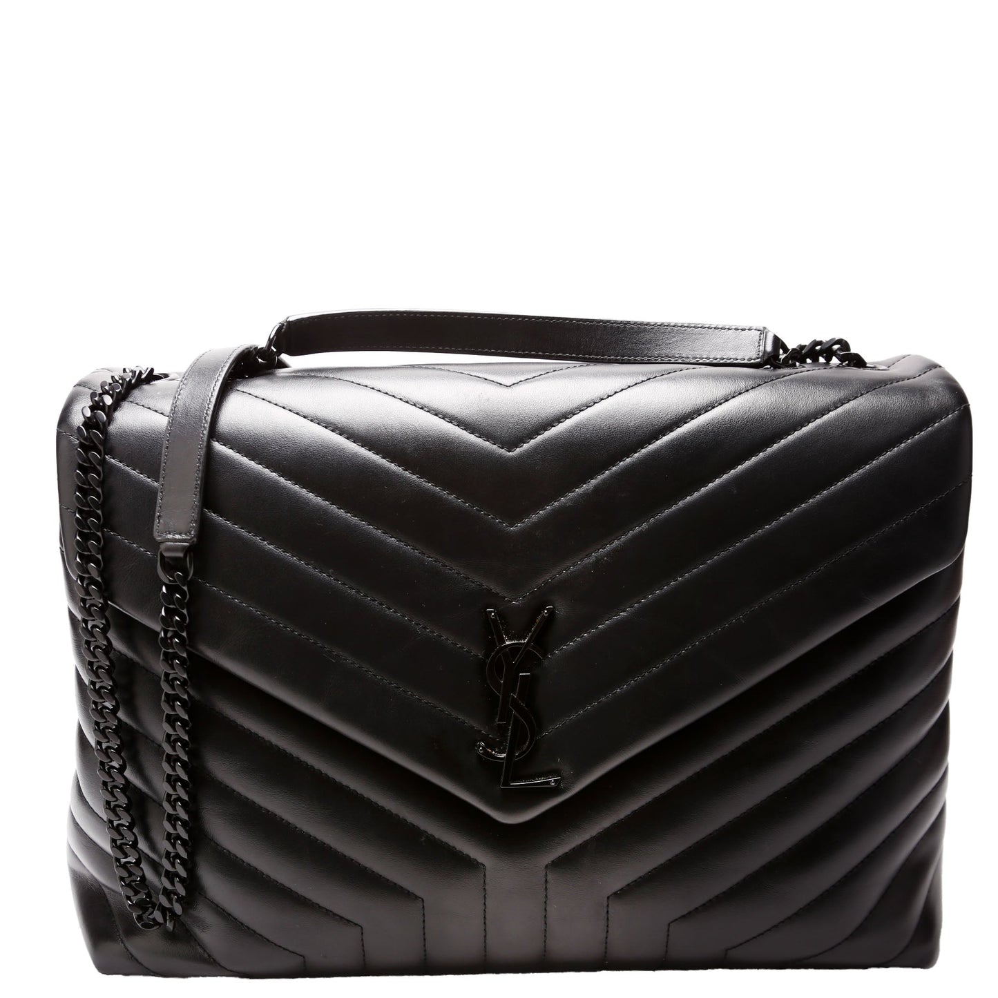YSL Saint Laurent Loulou Satchel Bag Black Large