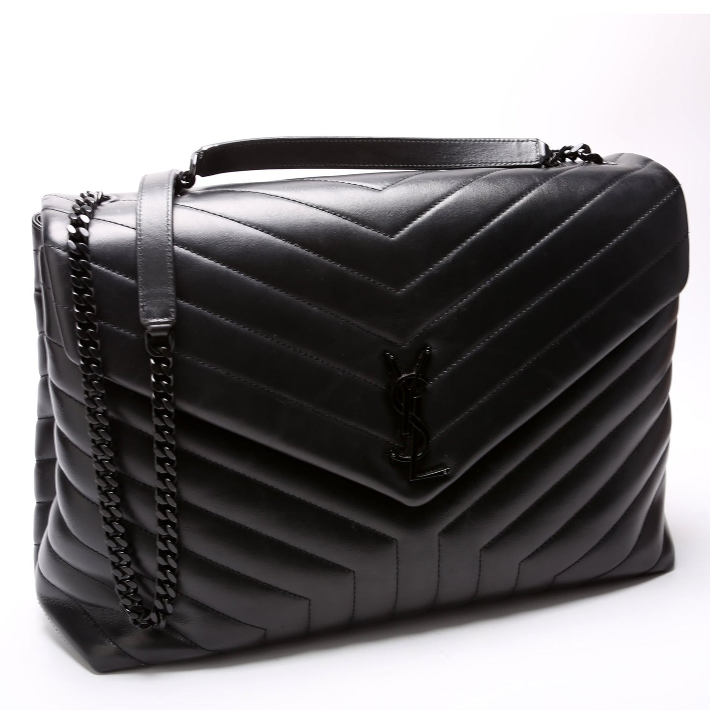 YSL Saint Laurent Loulou Satchel Bag Black Large